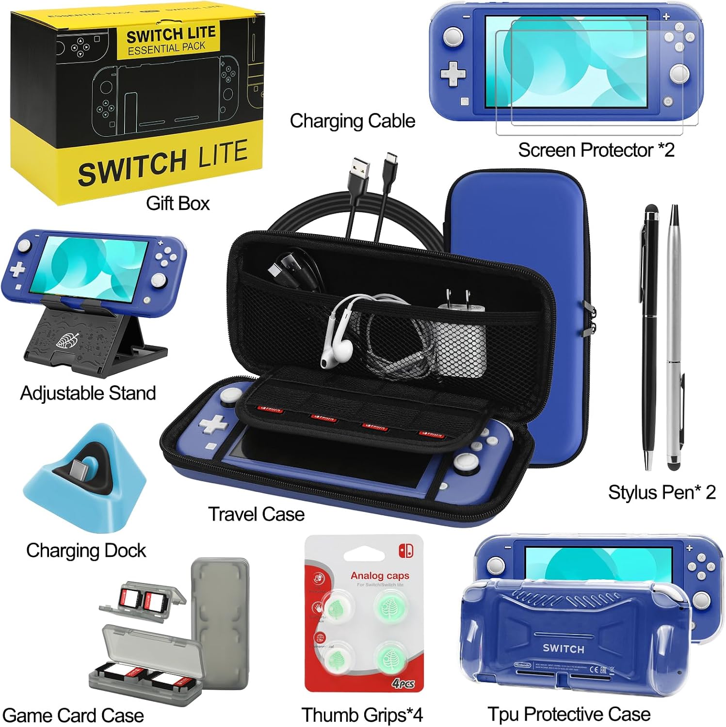 FUNDA CON ACCESORIOS WDZREE 16 EN 1 PARA NINTENDO SWITCH LITE 2019 - 2