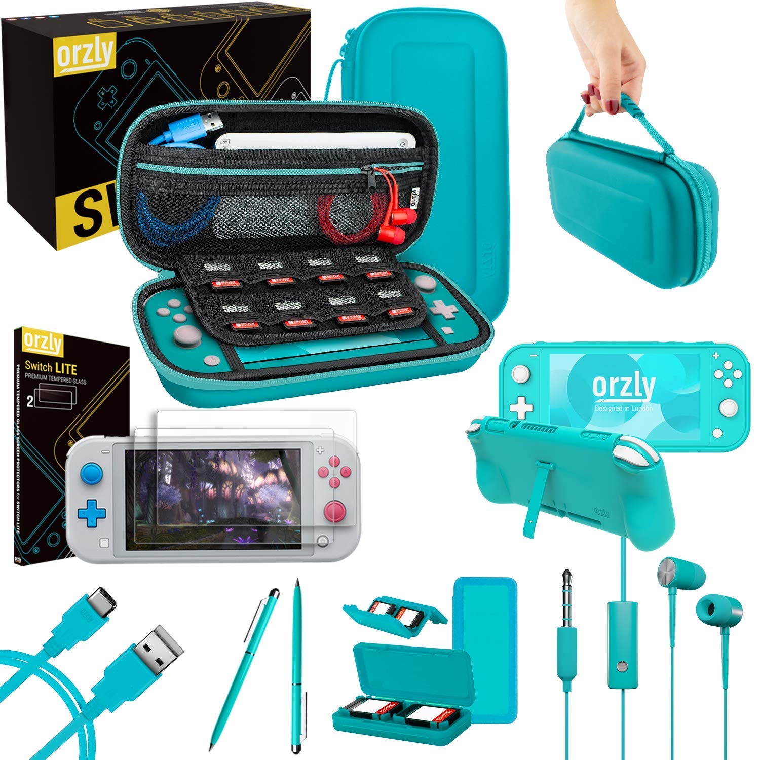 ACCESORIOS ORZLY PARA NINTENDO SWITCH LITE PACK TURQUESA - 1
