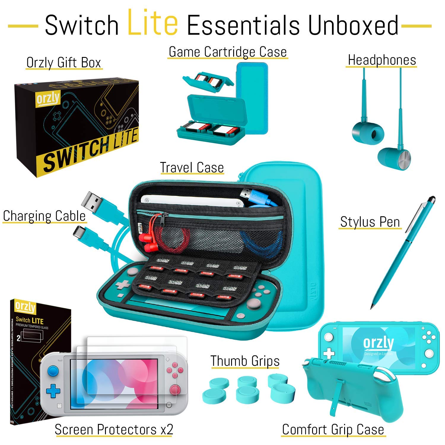 ACCESORIOS ORZLY PARA NINTENDO SWITCH LITE PACK TURQUESA - 4