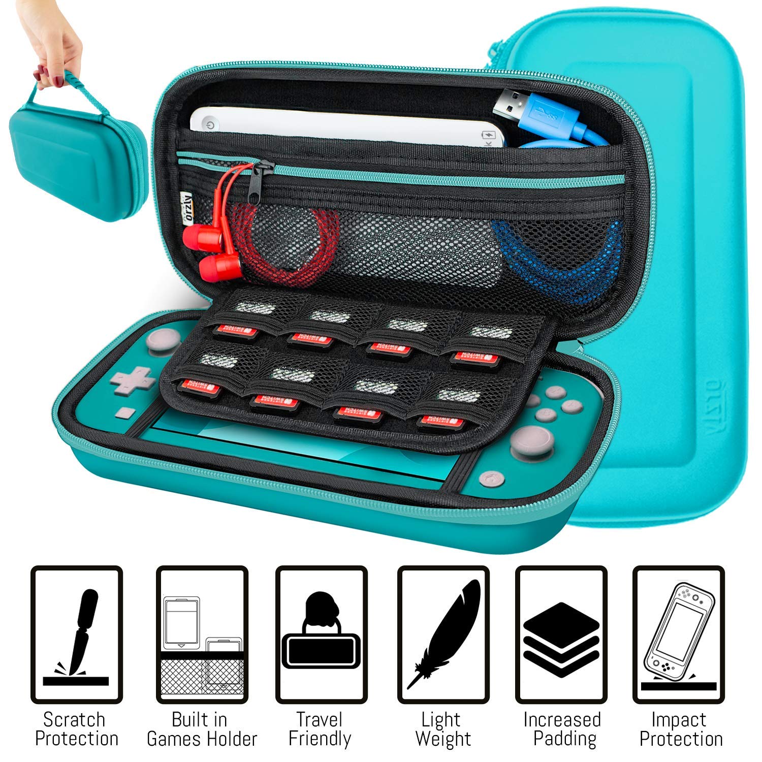 ACCESORIOS ORZLY PARA NINTENDO SWITCH LITE PACK TURQUESA - 5
