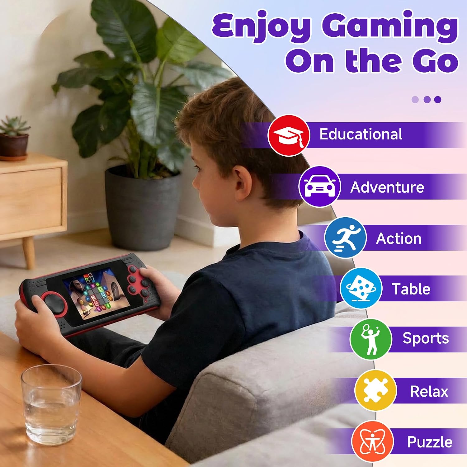 CONSOLA PORTÁTIL LUHYAUAN 16 BIT CON 230 JUEGOS CLÁSICOS HD 3 PULGADAS RECARGABLE PARA NIÑOS - 4