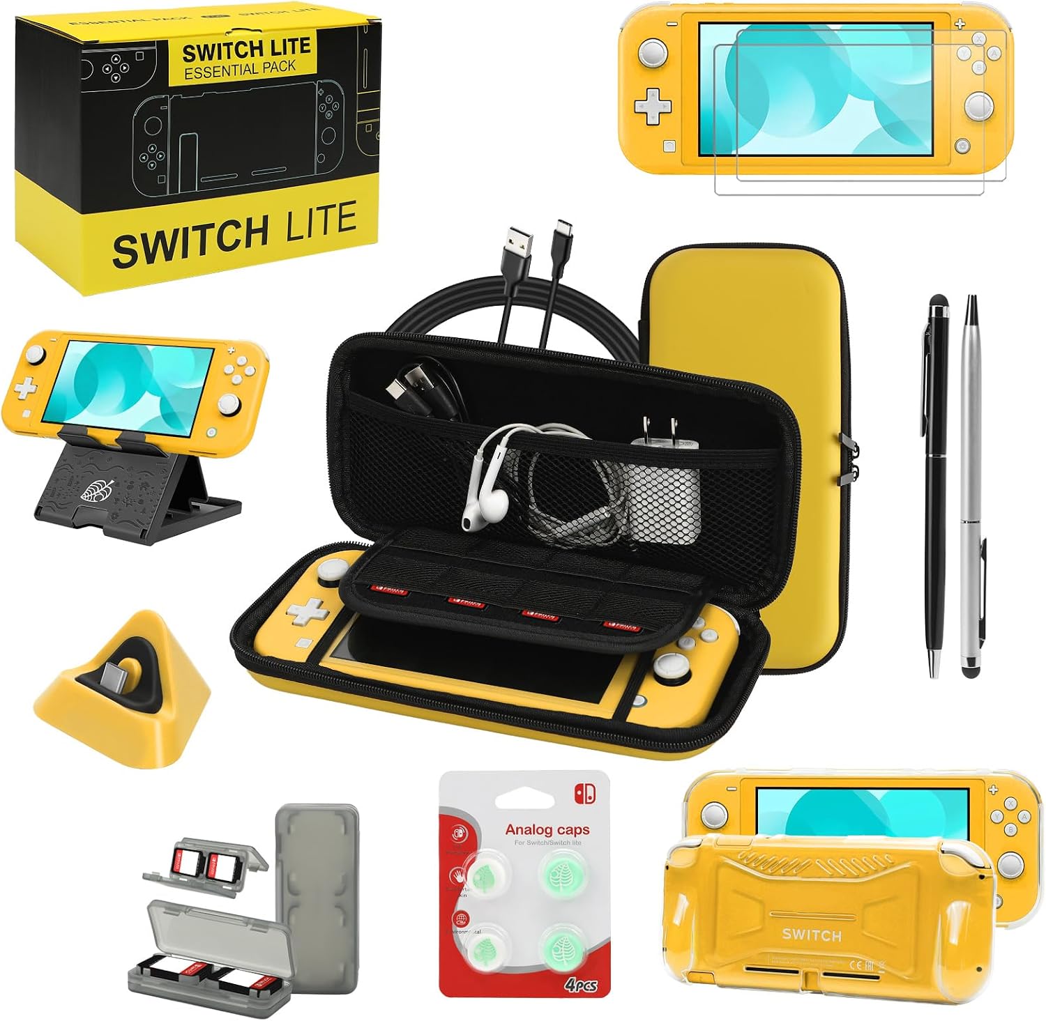 FUNDA CON ACCESORIOS WDZREE 16 EN 1 PARA NINTENDO SWITCH LITE AMARILLO - 1