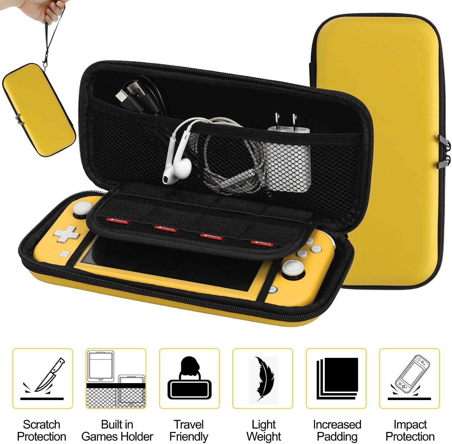 FUNDA CON ACCESORIOS WDZREE 16 EN 1 PARA NINTENDO SWITCH LITE AMARILLO - 3