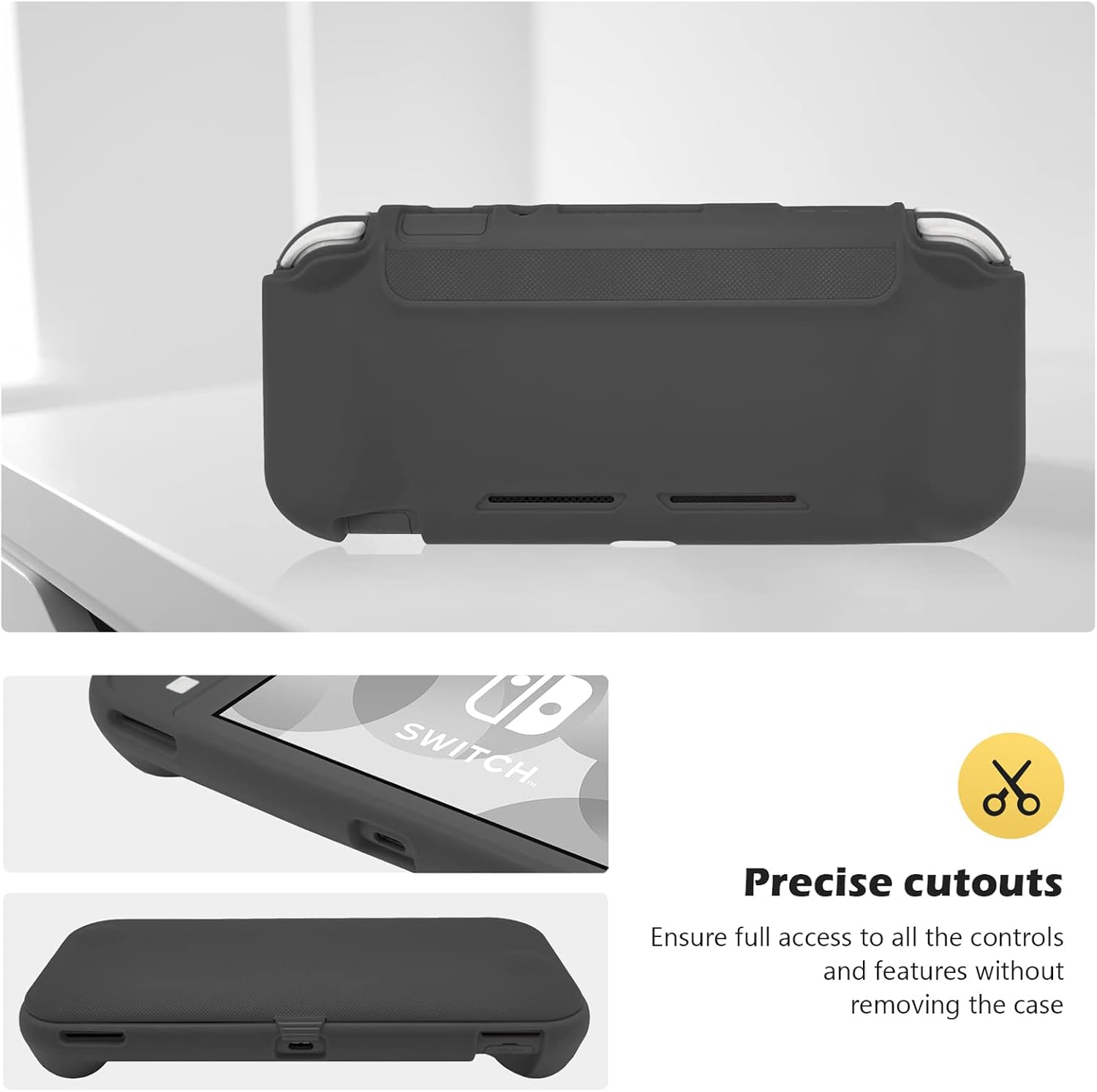 FUNDA CON TAPA PROCASE PARA SWITCH LITE CON 2 PROTECTORES DE PANTALLA, GRIS - 5