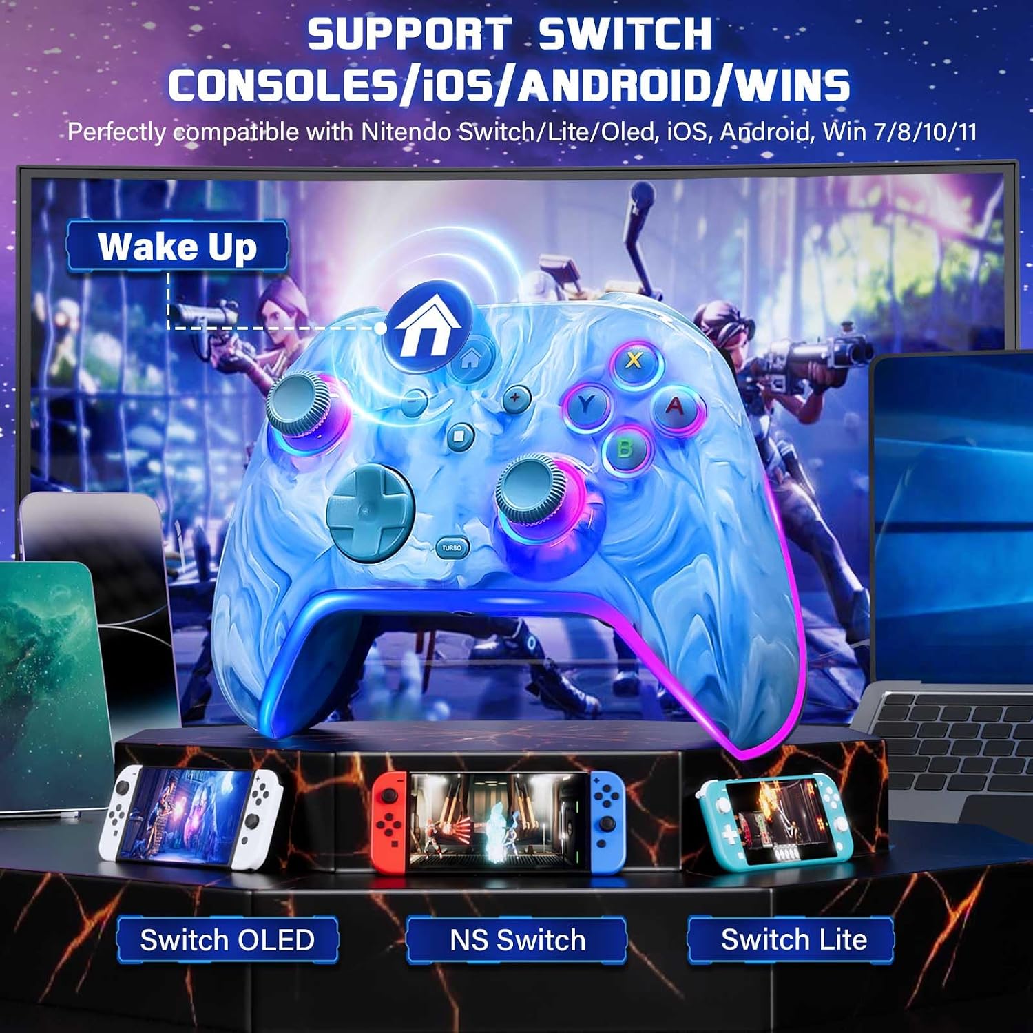 CONTROL INALÁMBRICO JAVRUNWOF PRO PARA SWITCH/OLED/LITE 1200MAH COLOR CIAN GLACIAR - 2
