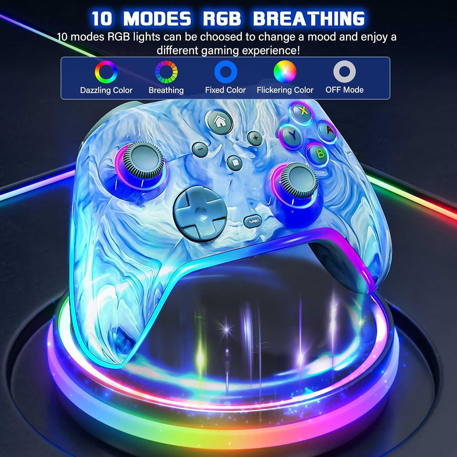 CONTROL INALÁMBRICO JAVRUNWOF PRO PARA SWITCH/OLED/LITE 1200MAH COLOR CIAN GLACIAR - 3