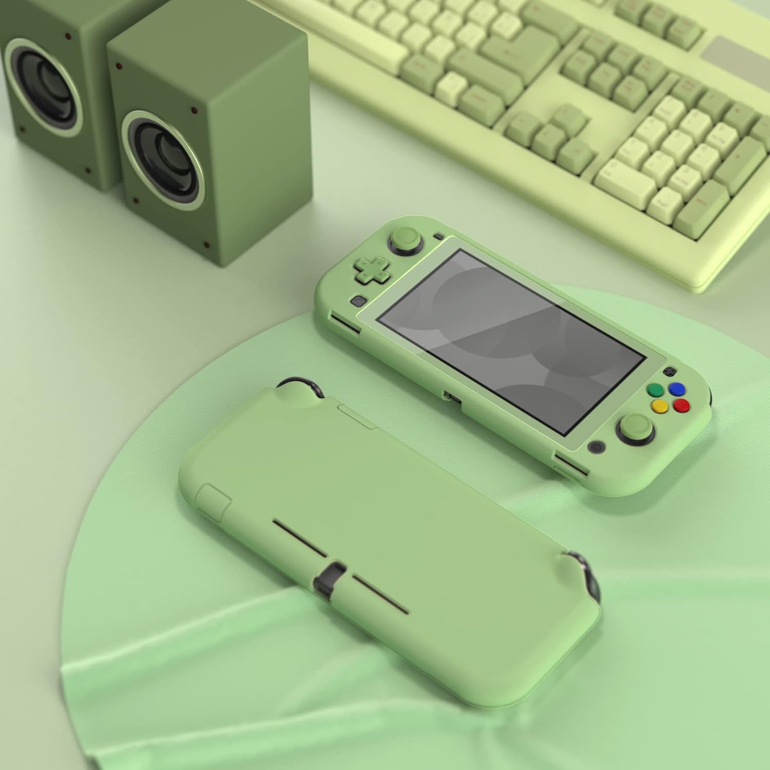 FUNDA PROTECTORA EXTREMERATE PLAYVITAL MATCHA GREEN PARA NINTENDO SWITCH LITE CON PROTECTOR DE PANTALLA Y ACCESORIOS - 3