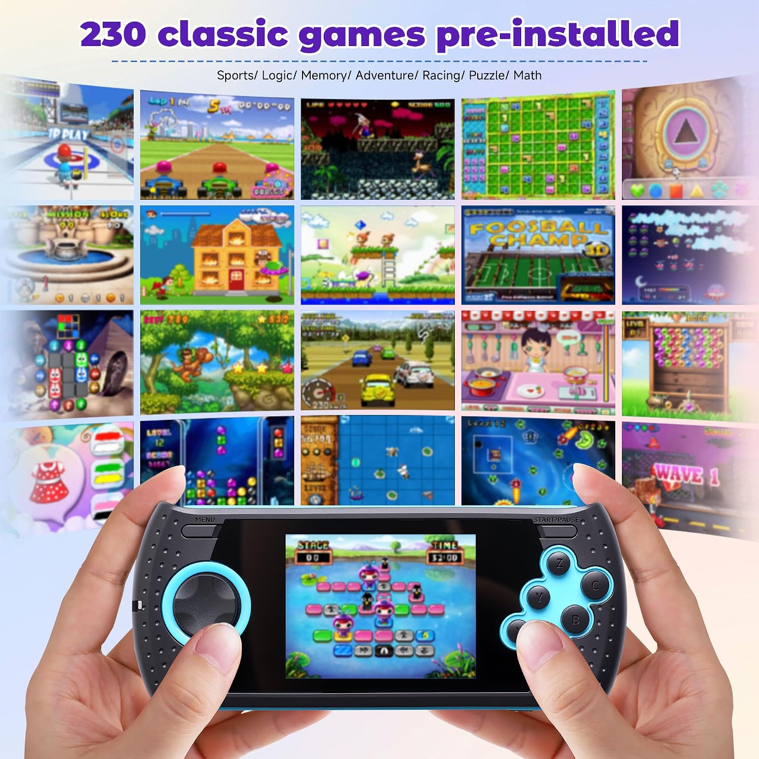 CONSOLA PORTÁTIL LUHYAUAN 16 BIT CON 230 JUEGOS RETRO HD 3 PULGADAS RECARGABLE PARA NIÑOS - 2