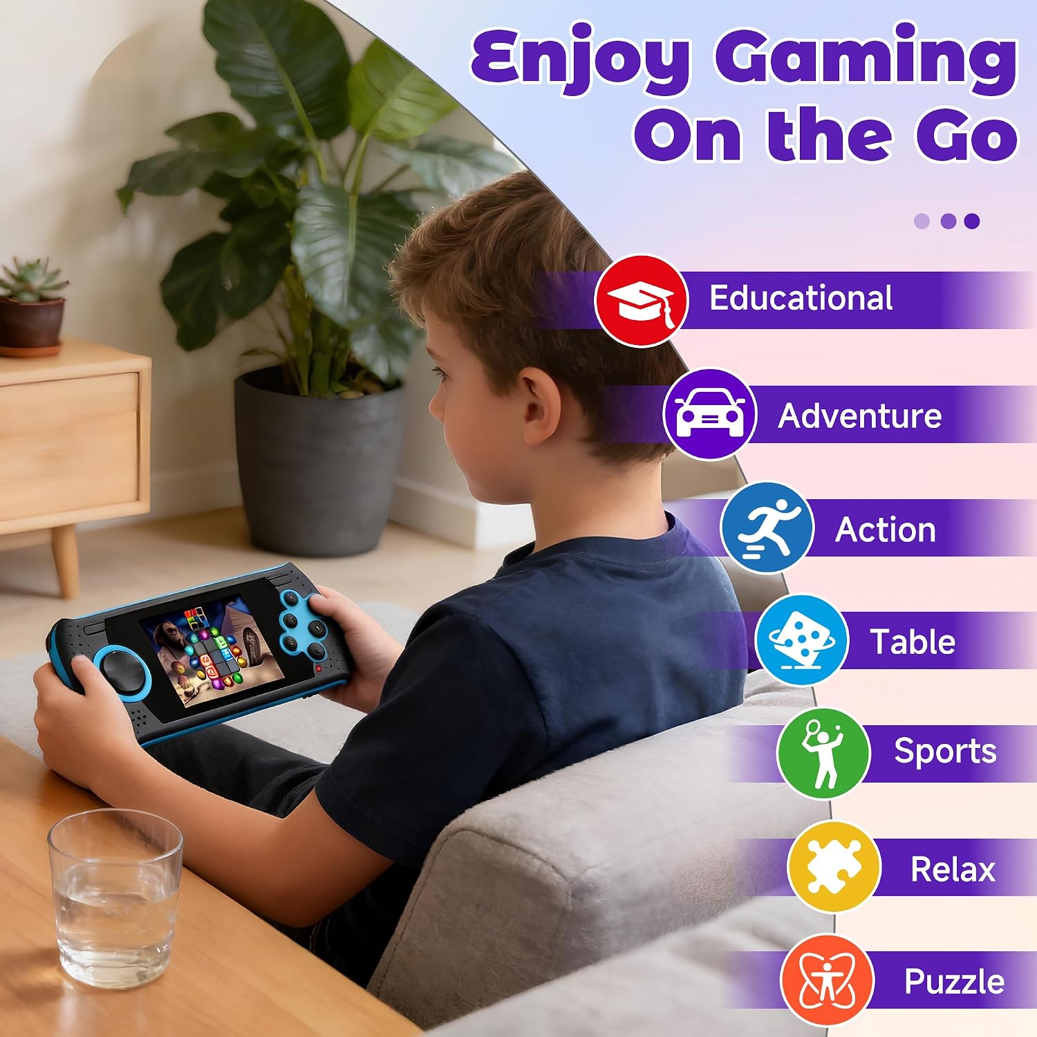 CONSOLA PORTÁTIL LUHYAUAN 16 BIT CON 230 JUEGOS RETRO HD 3 PULGADAS RECARGABLE PARA NIÑOS - 4