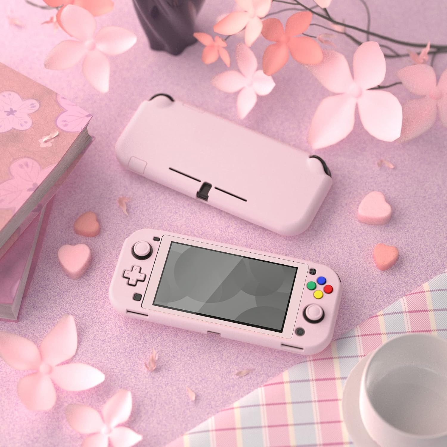 FUNDA PROTECTORA EXTREMERATE PLAYVITAL PARA NINTENDO SWITCH LITE COLOR ROSA CEREZO CON PROTECTOR DE PANTALLA DE VIDRIO TEMPLADO - 5