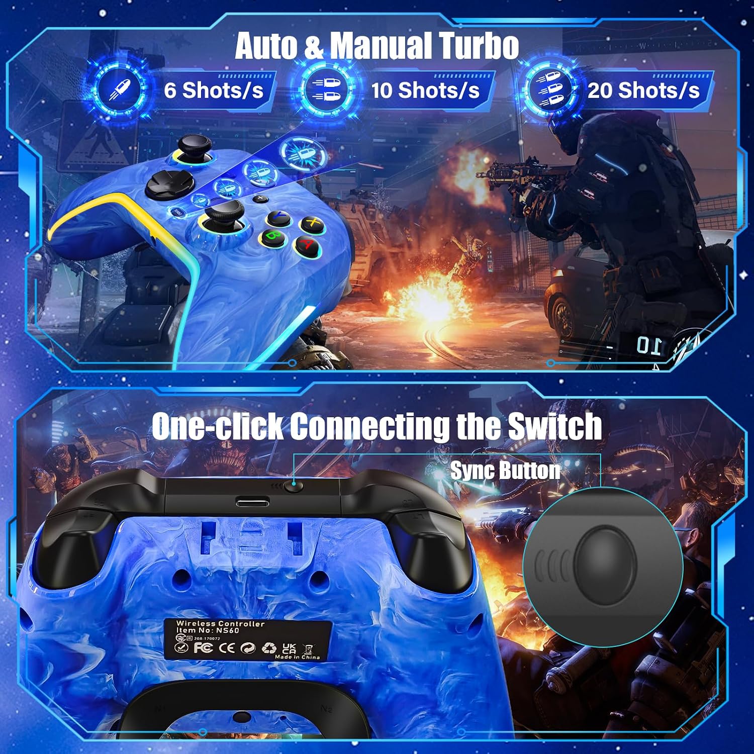 CONTROL INALÁMBRICO JAVRUNWOF SWITCH PRO AZUL - 4