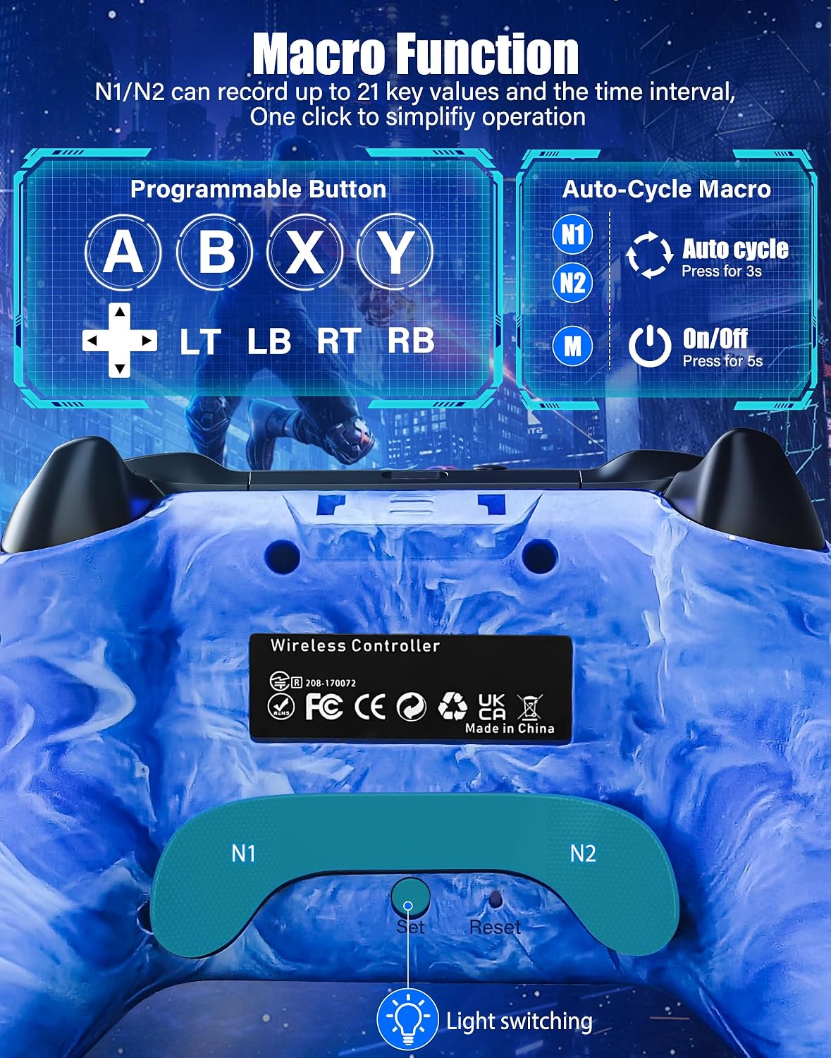 CONTROL INALÁMBRICO JAVRUNWOF SWITCH PRO AZUL - 5
