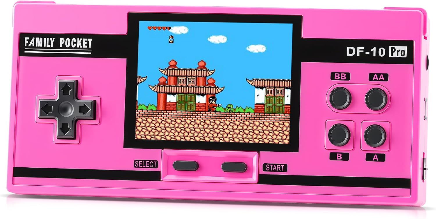 CONSOLA PORTÁTIL PARA NIÑOS LUHYAUAN 10 JUEGOS CLÁSICOS PANTALLA 3.0'' ROSA - 1