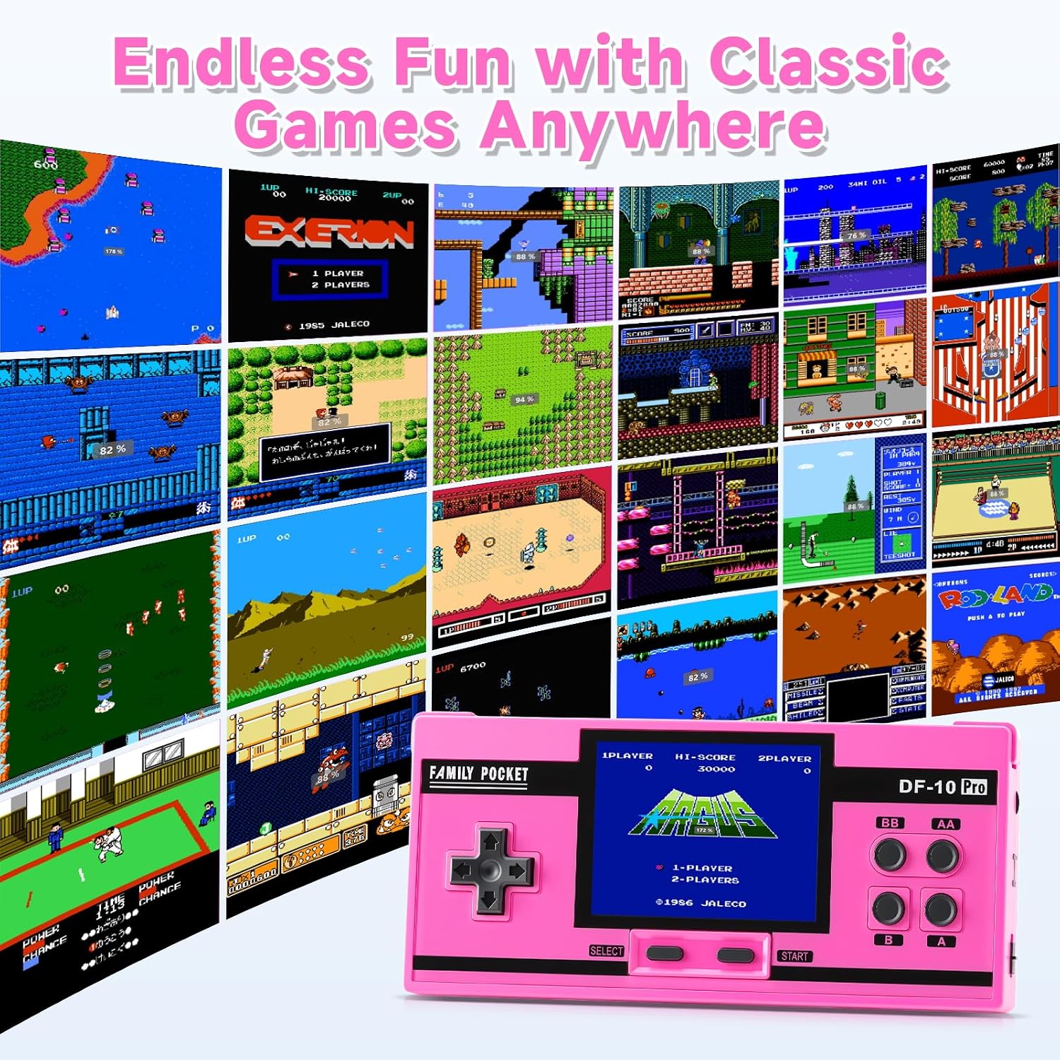 CONSOLA PORTÁTIL PARA NIÑOS LUHYAUAN 10 JUEGOS CLÁSICOS PANTALLA 3.0'' ROSA - 2