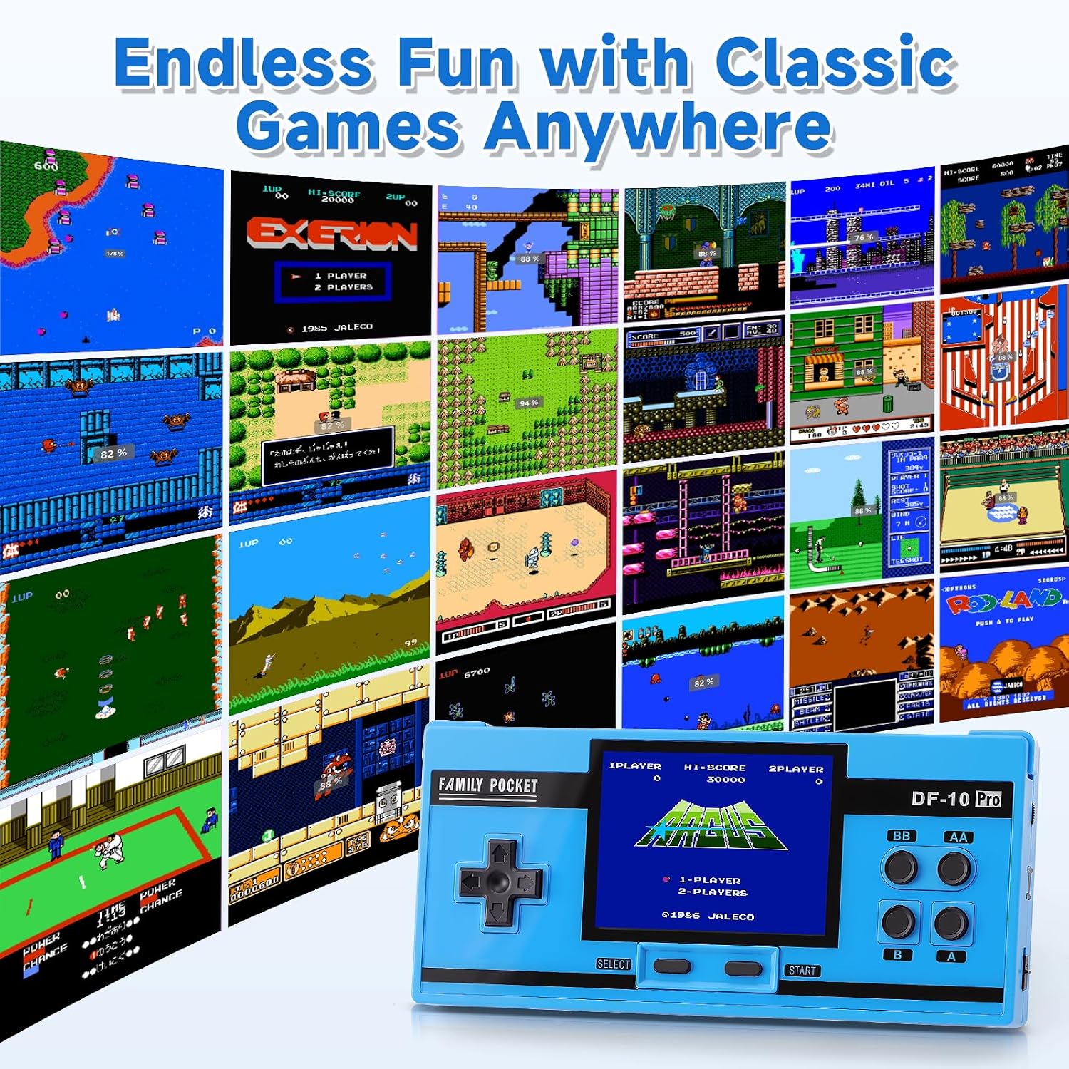 CONSOLA PORTÁTIL PARA NIÑOS LUHYAUAN 10 JUEGOS CLÁSICOS PRECARGADOS PANTALLA 3.0'' AZUL - 2