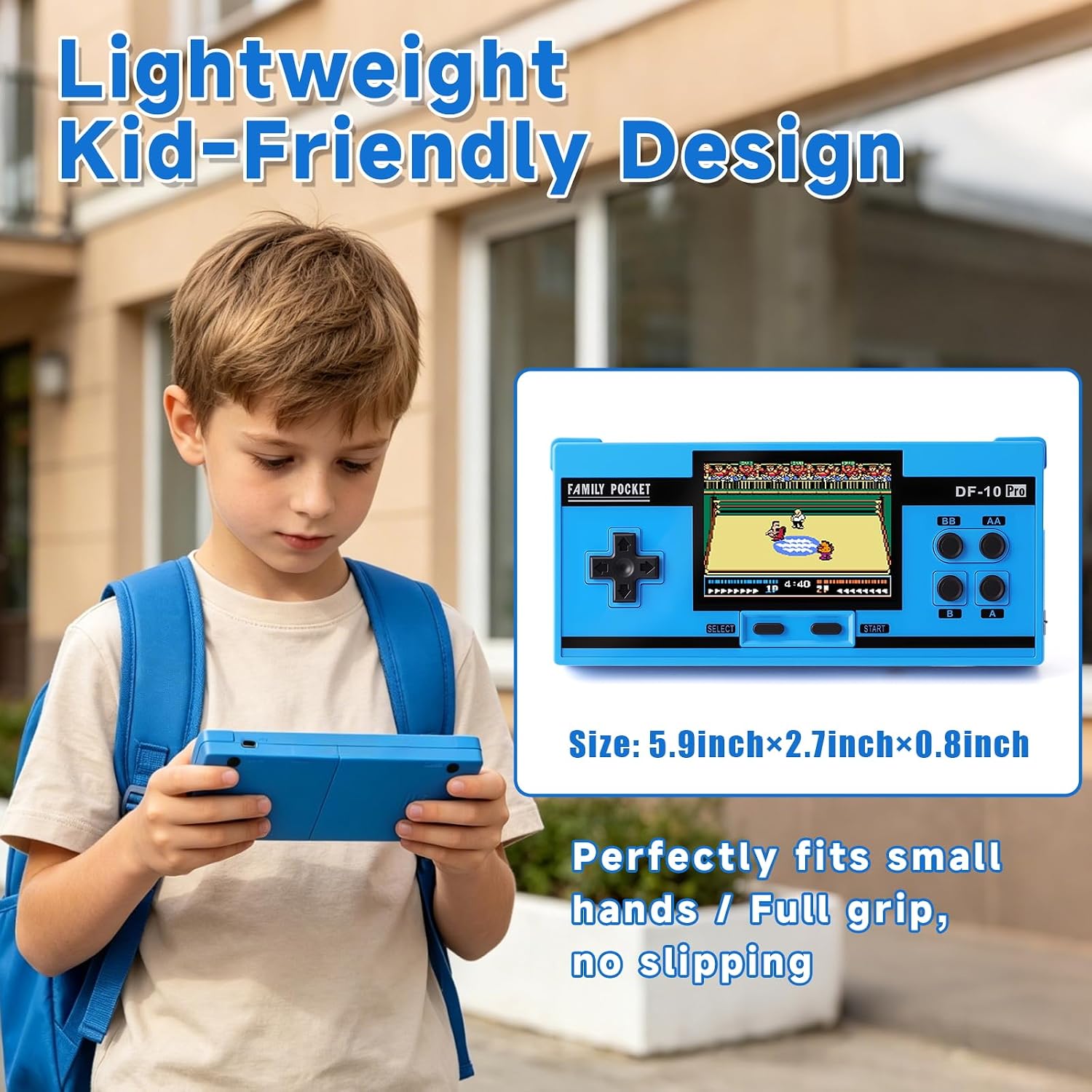 CONSOLA PORTÁTIL PARA NIÑOS LUHYAUAN 10 JUEGOS CLÁSICOS PRECARGADOS PANTALLA 3.0'' AZUL - 4