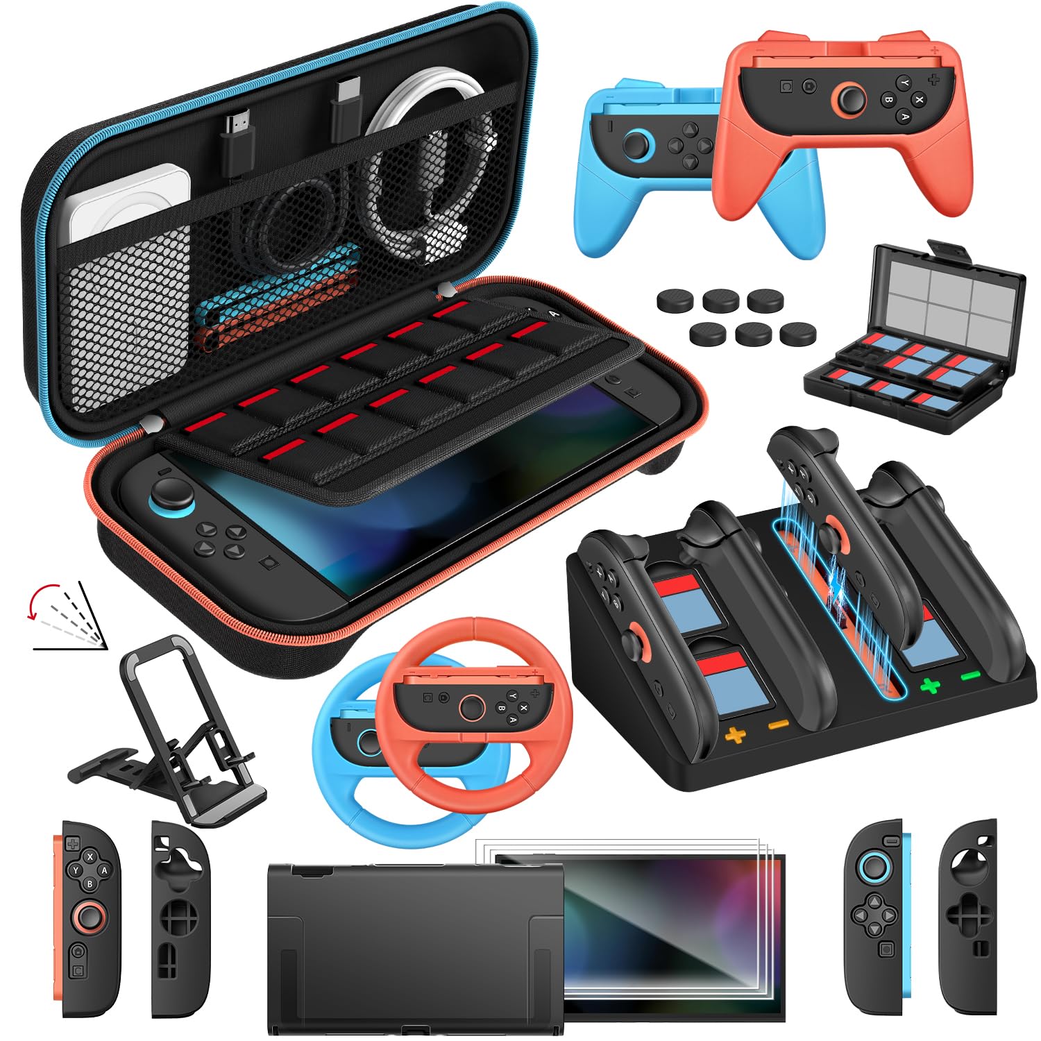 KIT DE ACCESORIOS 22 EN 1 PARA NINTENDO SWITCH 2 IVOLER CON ESTUCHE DE TRANSPORTE - 1