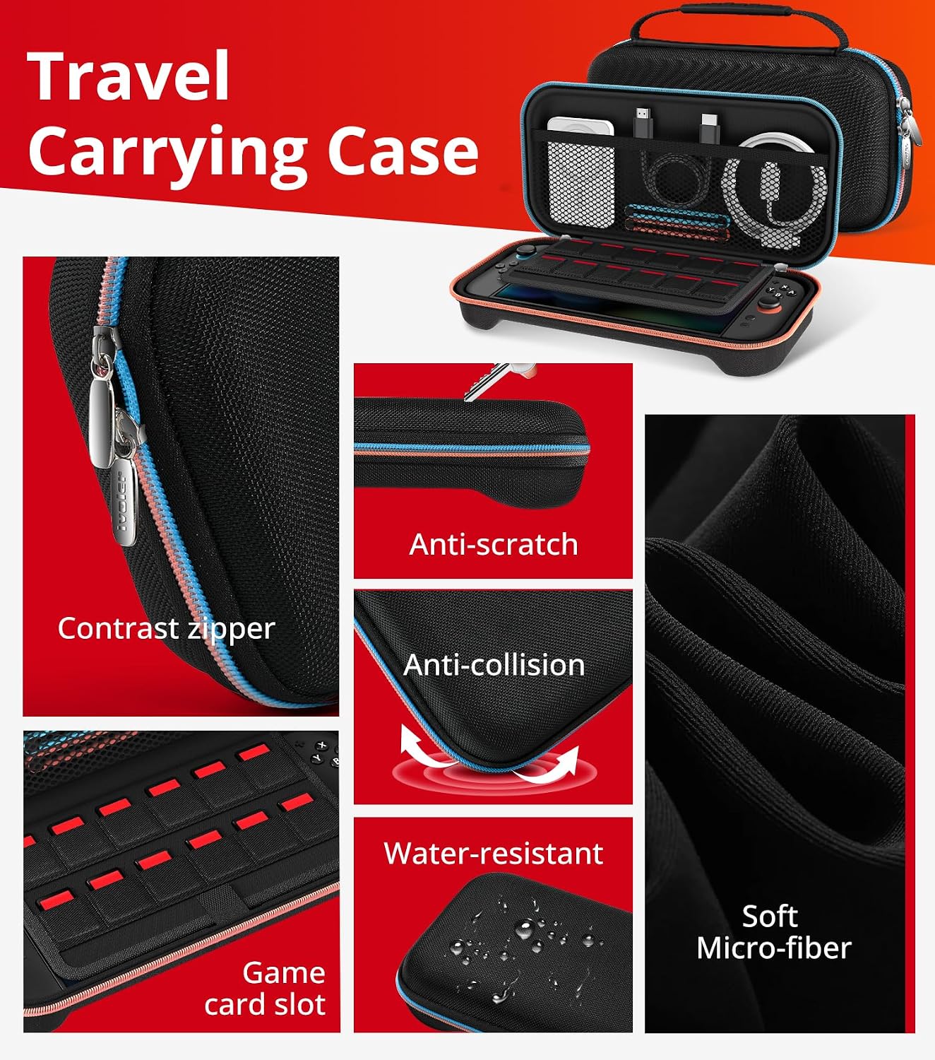 KIT DE ACCESORIOS 22 EN 1 PARA NINTENDO SWITCH 2 IVOLER CON ESTUCHE DE TRANSPORTE - 4