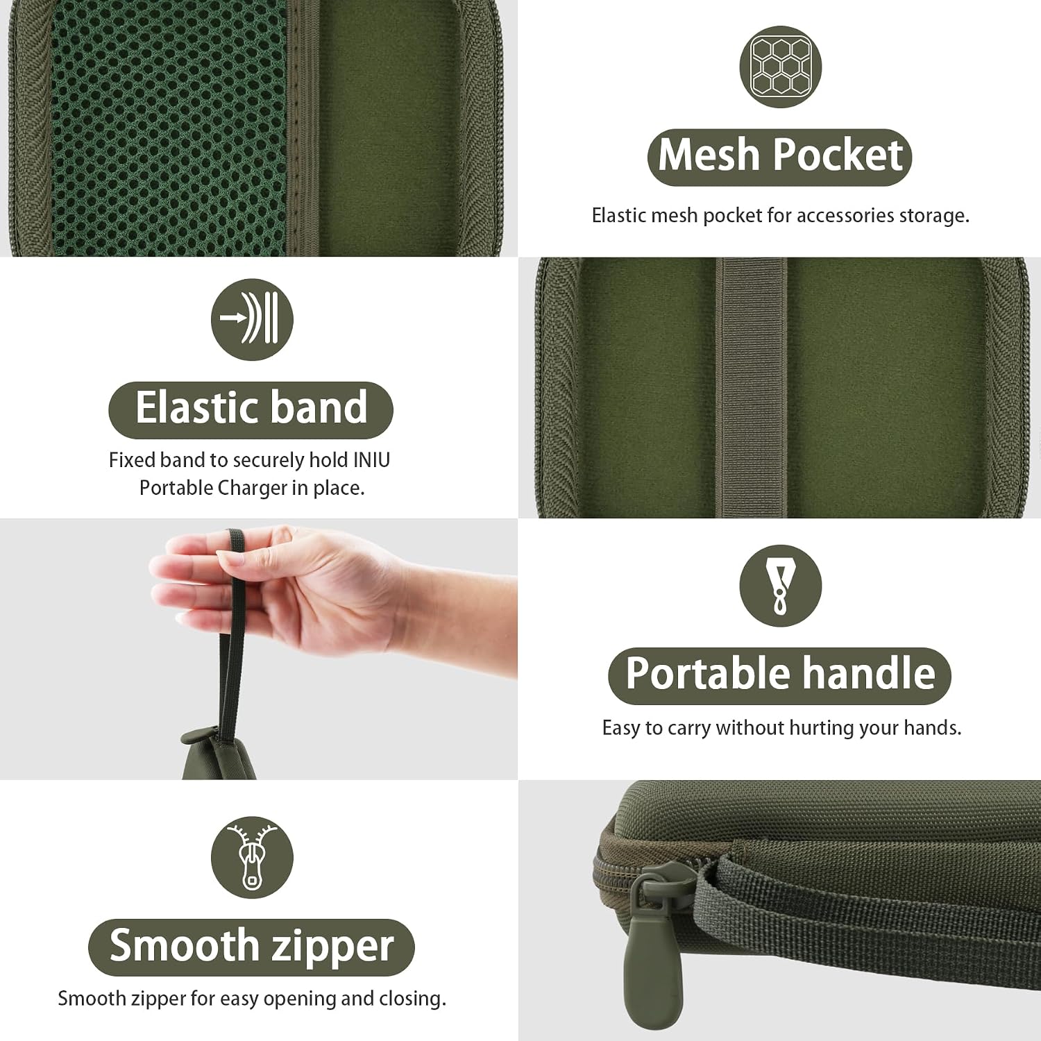 FUNDA RÍGIDA PROTECTORA KHANKA PARA CARGADOR INIU 45W COLOR VERDE - 4