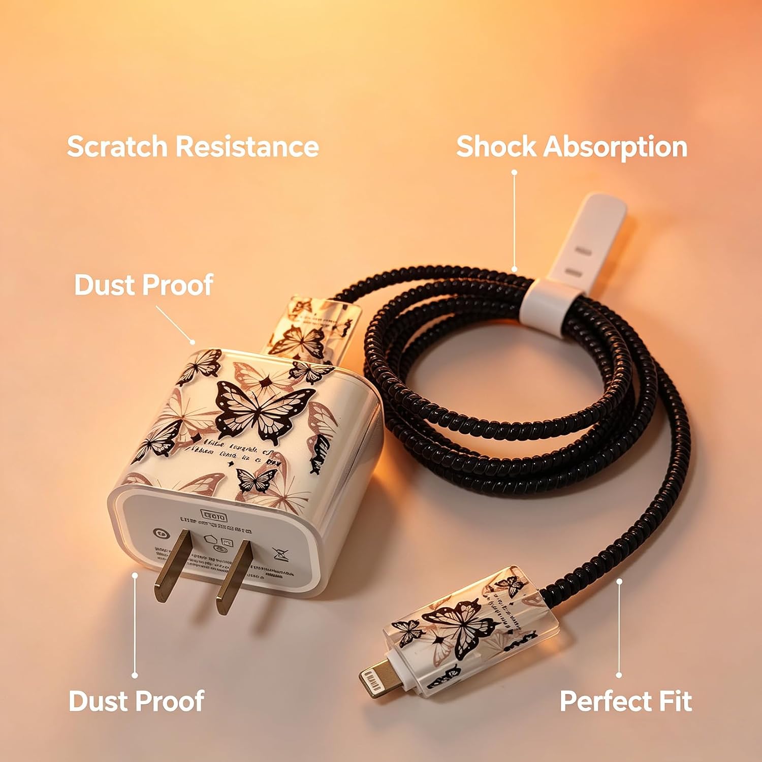 PROTECTOR PARA CARGADOR FARVEWRY 20W USB-C IPHONE DISEÑO BUTTERFLY - 3