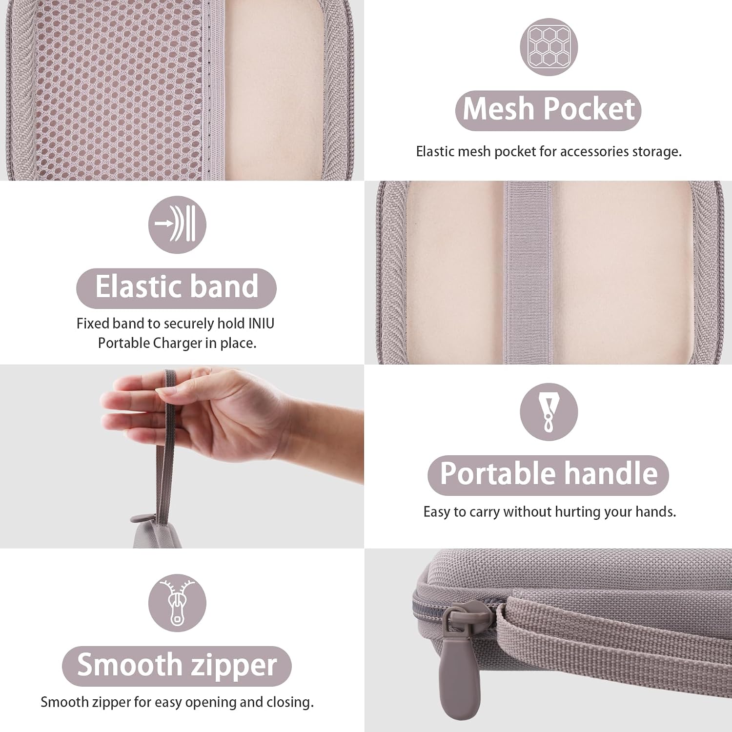 FUNDA KHANKA PARA POWER BANK INIU ULTRA MINI 10000MAH 45W BEIGE - 4