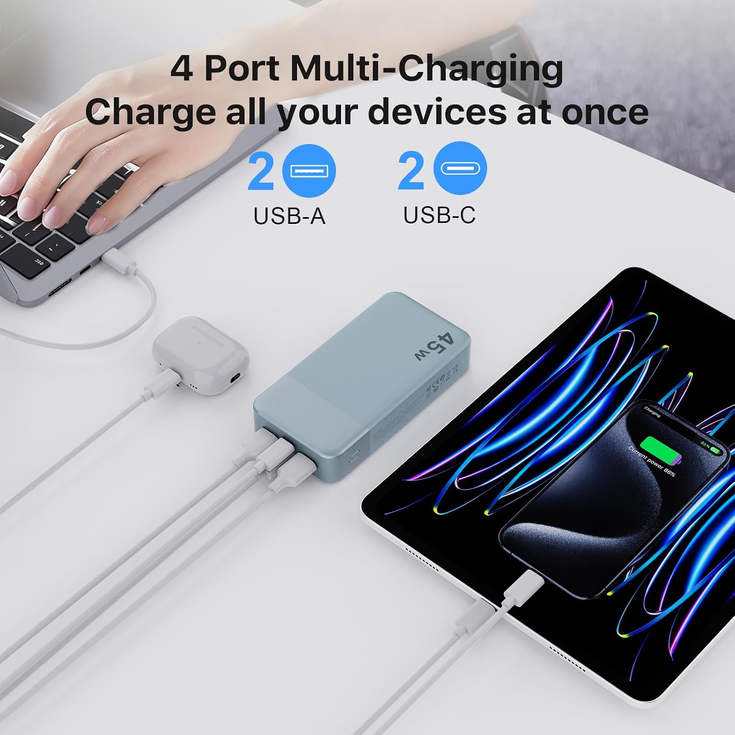 BATERÍA EXTERNA NOBIS 20000MAH 45W AZUL - 5