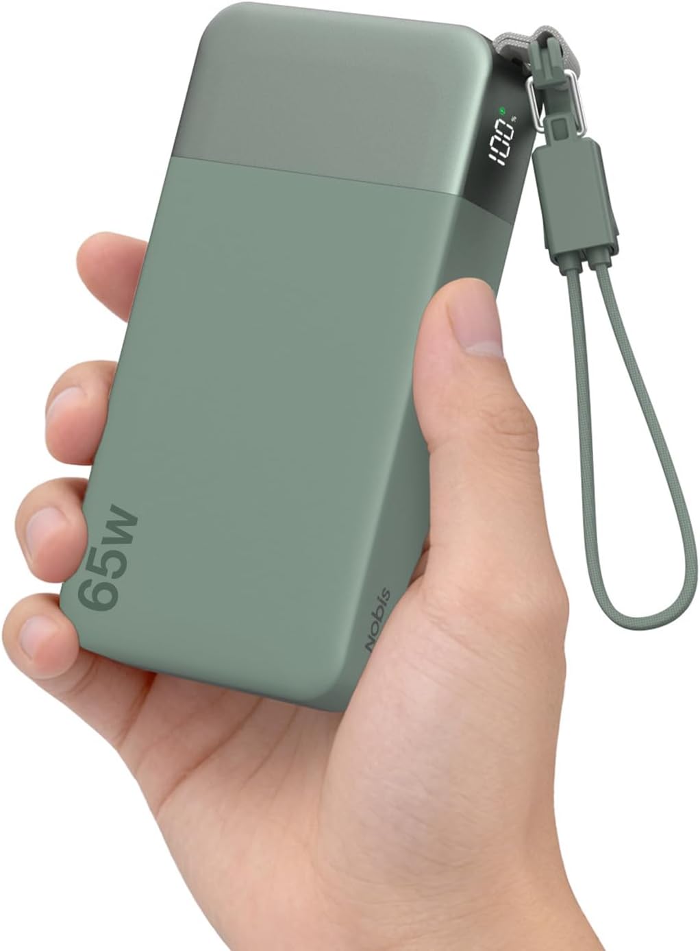 BATERÍA EXTERNA NOBIS 20000MAH 65W CON CABLE C DESMONTABLE VERDE - 1