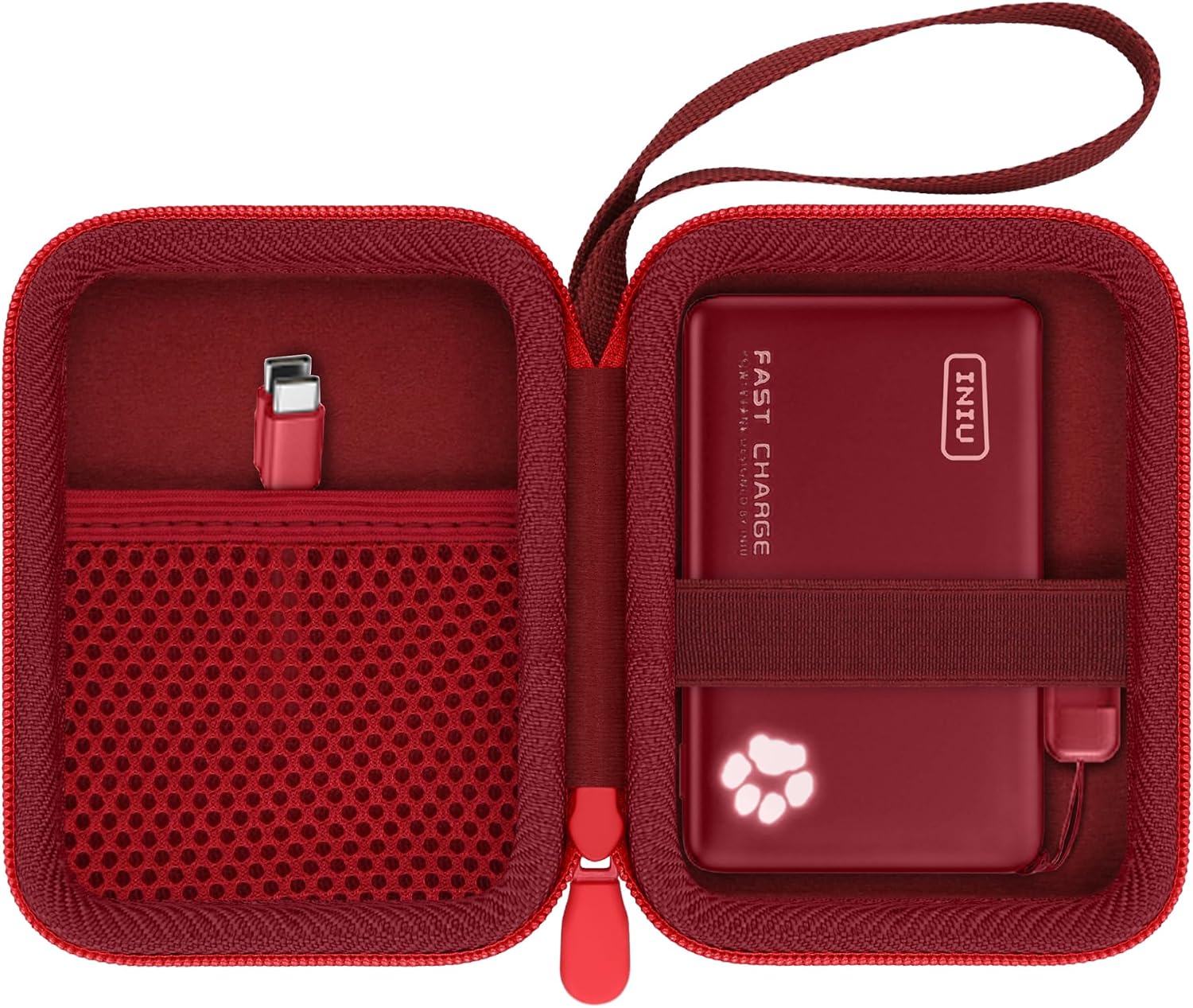 FUNDA KHANKA PARA POWER BANK INIU ULTRA MINI 10000MAH 45W COLOR ROJO - 1
