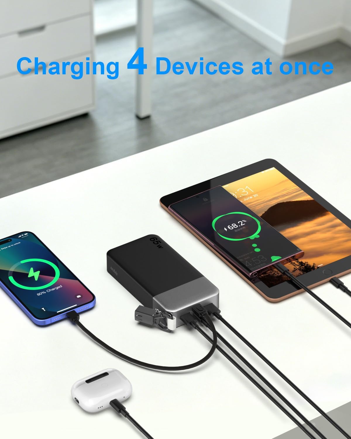 BATERÍA EXTERNA NOBIS POWER BANK 65W 20000MAH CON CABLE C DESMONTABLE - 5