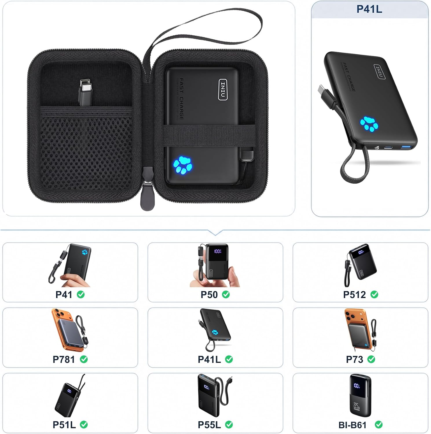 FUNDA PROTECTORA RÍGIDA KHANKA PARA CARGADOR INIU 45W COLOR NEGRO - 2