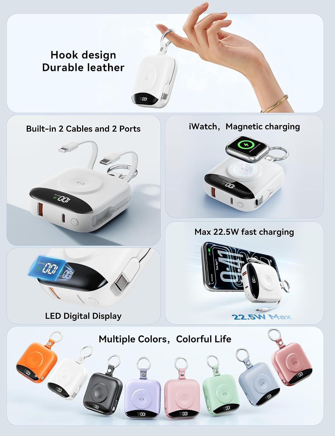 BATERÍA EXTERNA BLJIB 10000MAH 22.5W CON 2 CABLES INTEGRADOS Y LLAVERO - 2