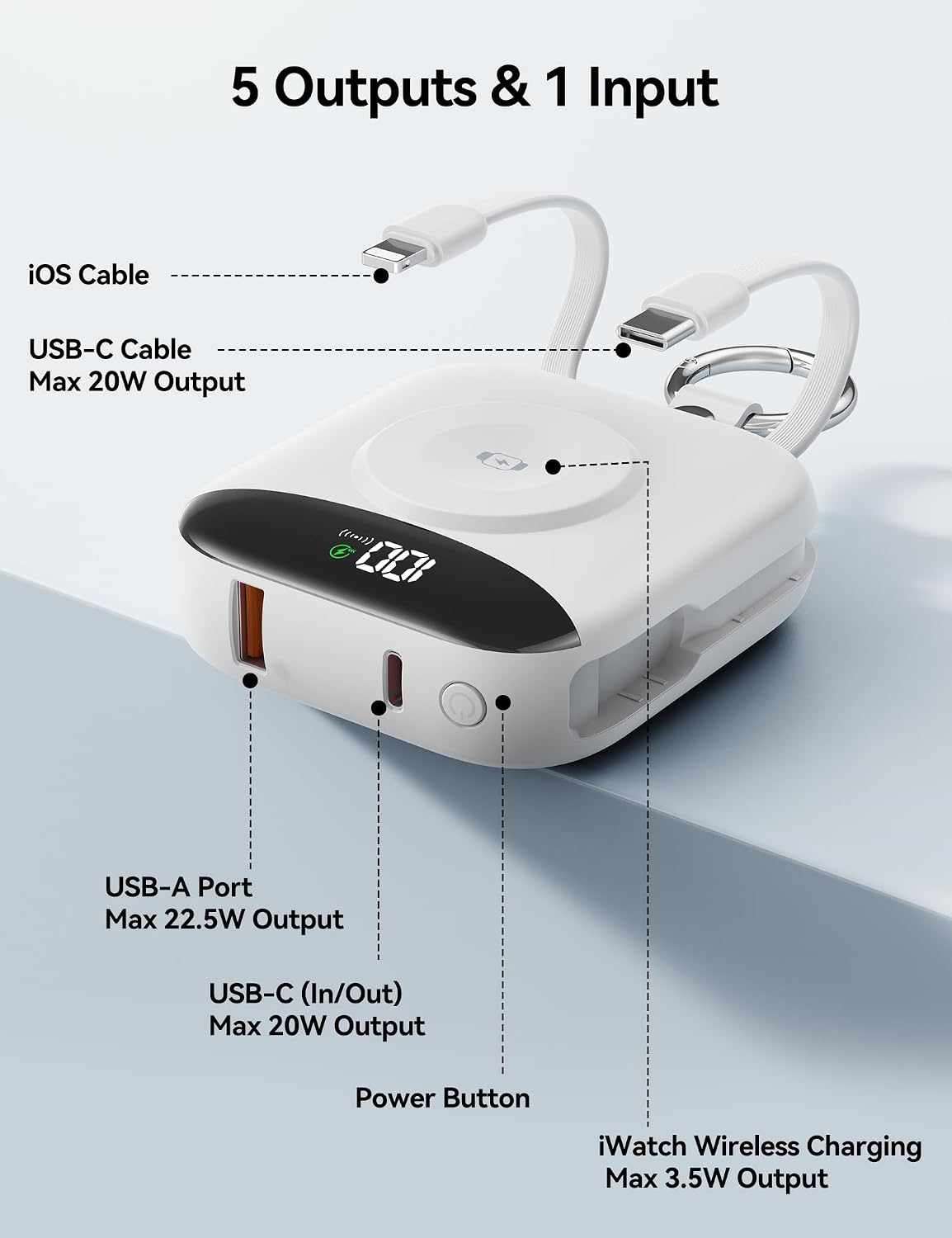 BATERÍA EXTERNA BLJIB 10000MAH 22.5W CON 2 CABLES INTEGRADOS Y LLAVERO - 4