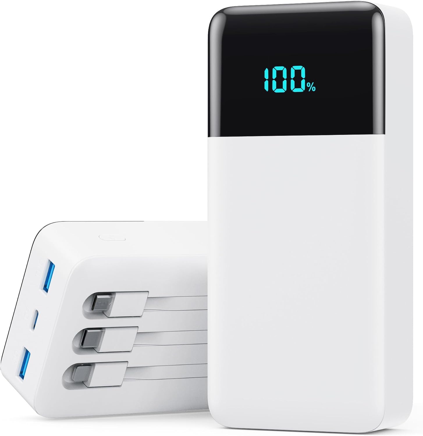 BATERÍA EXTERNA PXWAXPY 50800MAH 25W CON 3 CABLES INTEGRADOS Y PANTALLA LED BLANCA - 1