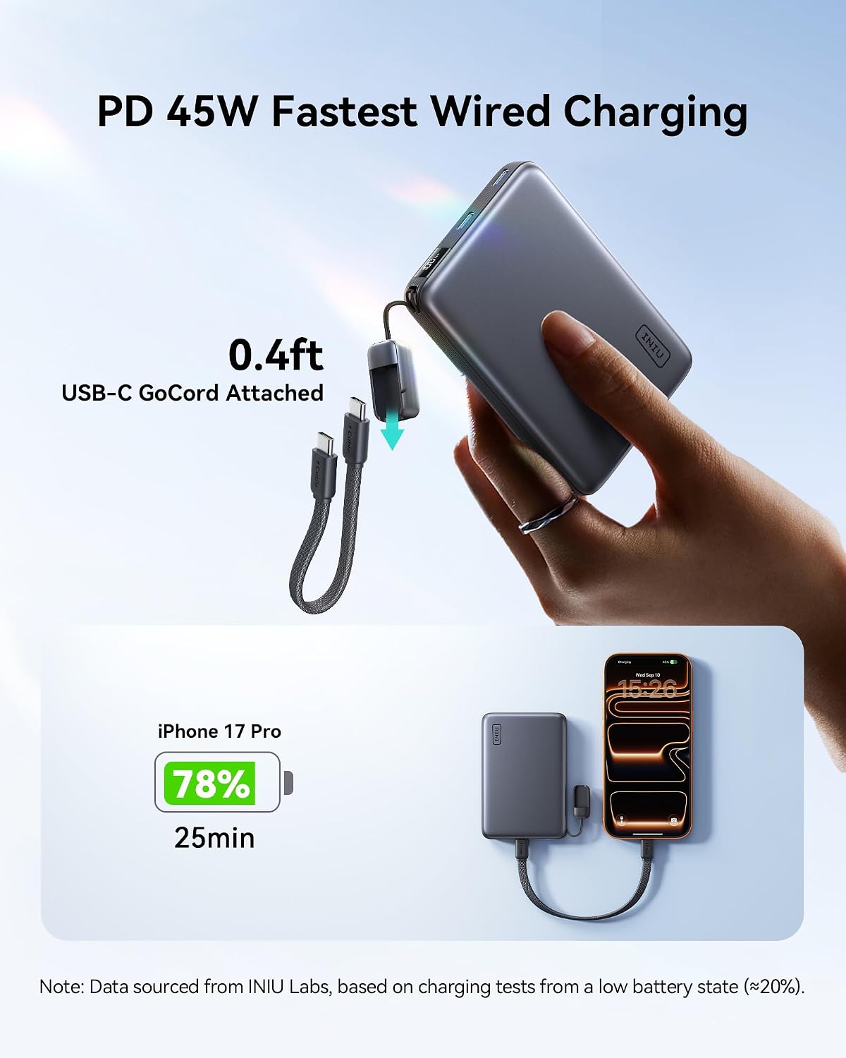 BATERÍA EXTERNA INIU MAGNETIC SLIMMEST 10000MAH QI2 25W - 4