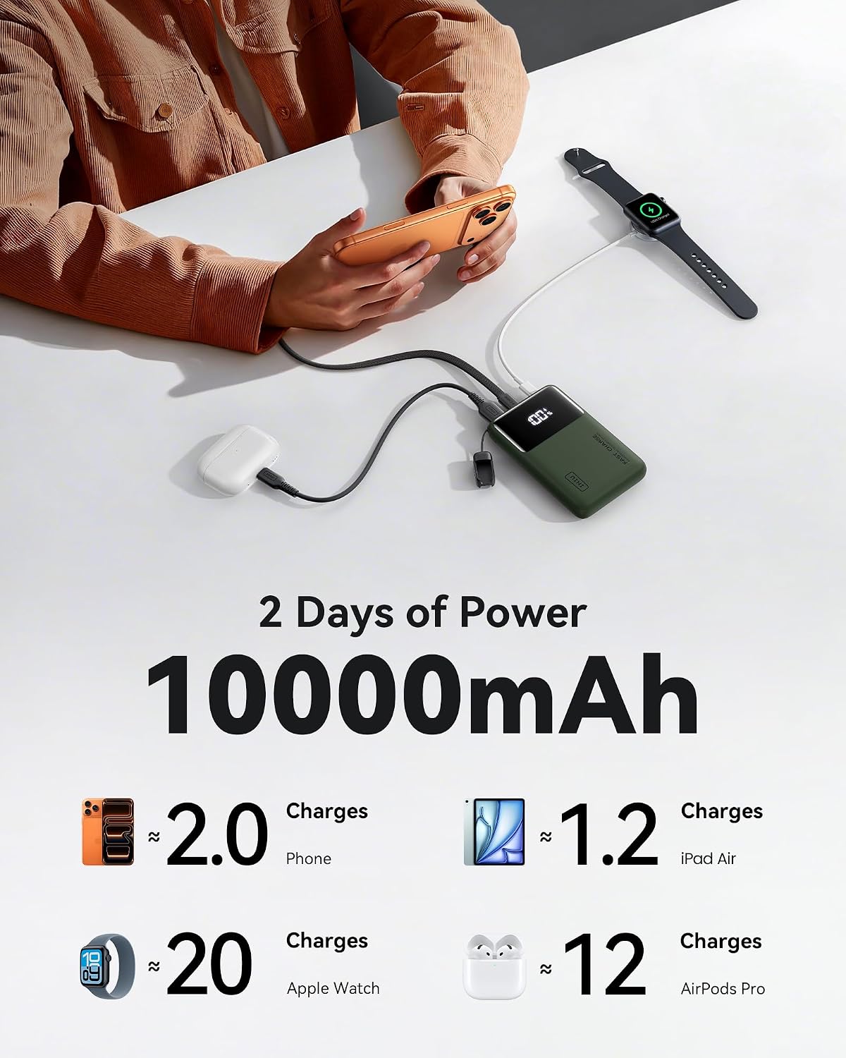 POWER BANK INIU 10000MAH VERDE 45W PD CARGA RÁPIDA - 5