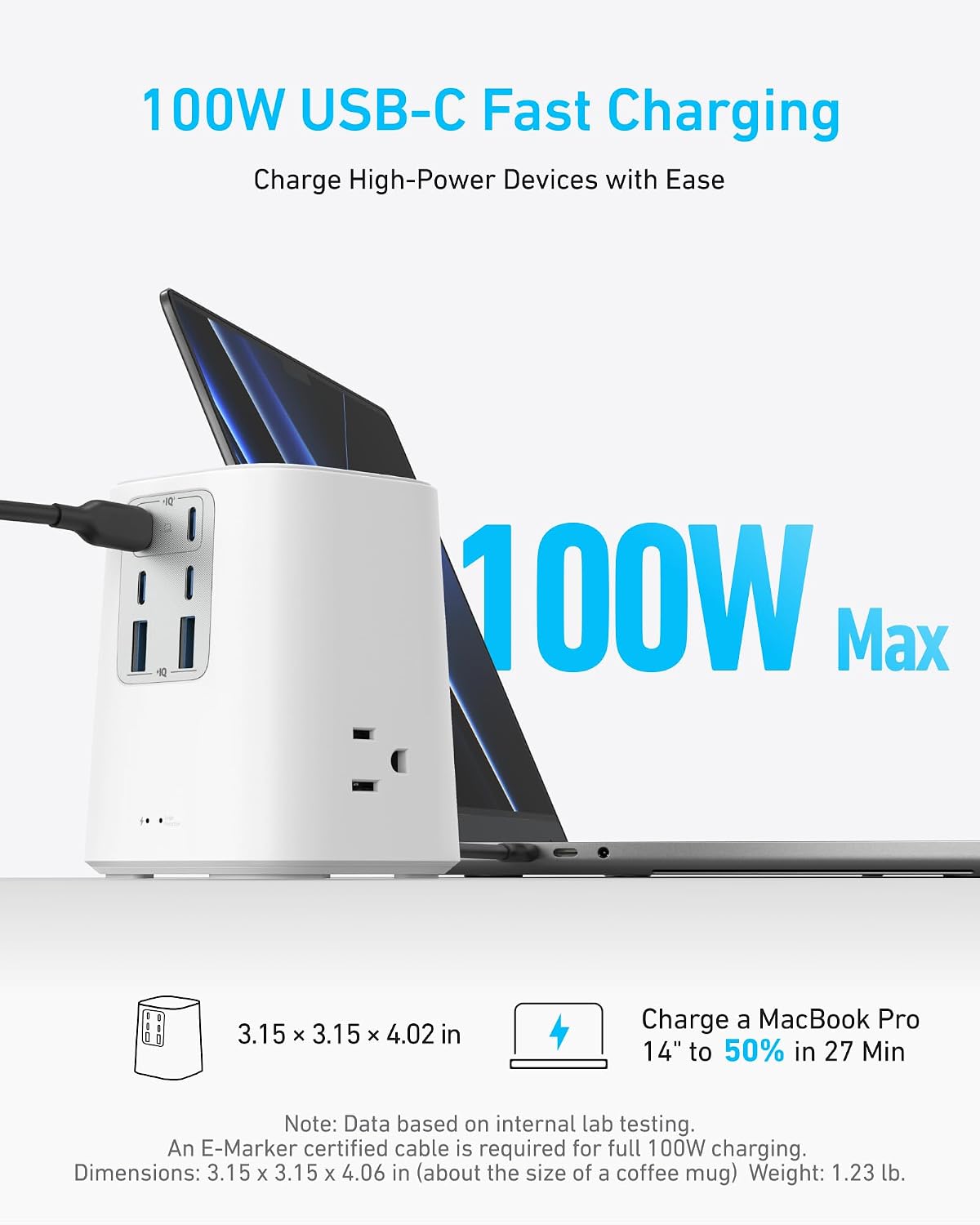 REGLETA ANKER DESKTOP CHARGER 9 EN 1 100W BLANCO - 3