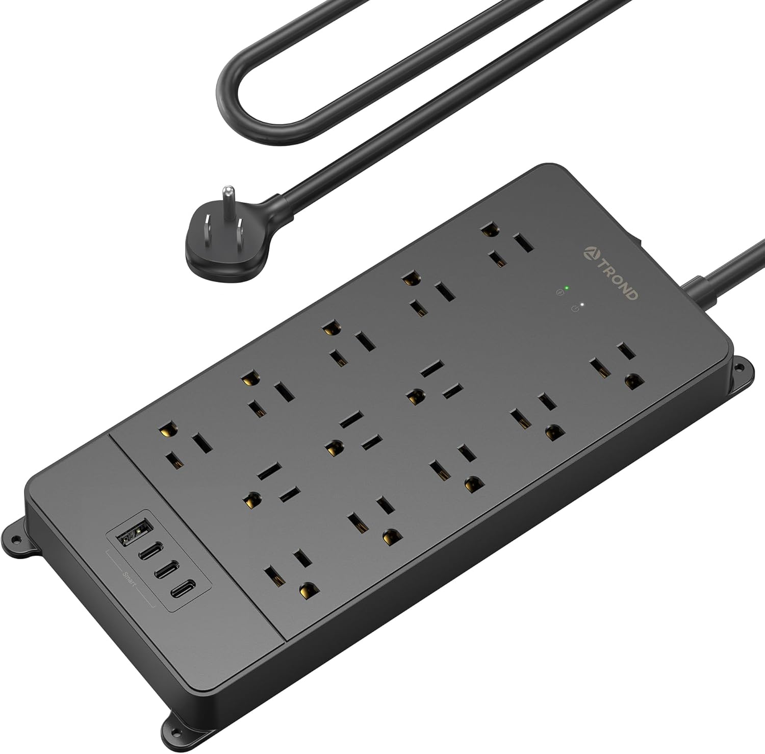 REGLETA CON PROTECTOR DE SOBRETENSIÓN TROND PRIME V 13 TOMAS 4 USB 1.5 M NEGRA - 1
