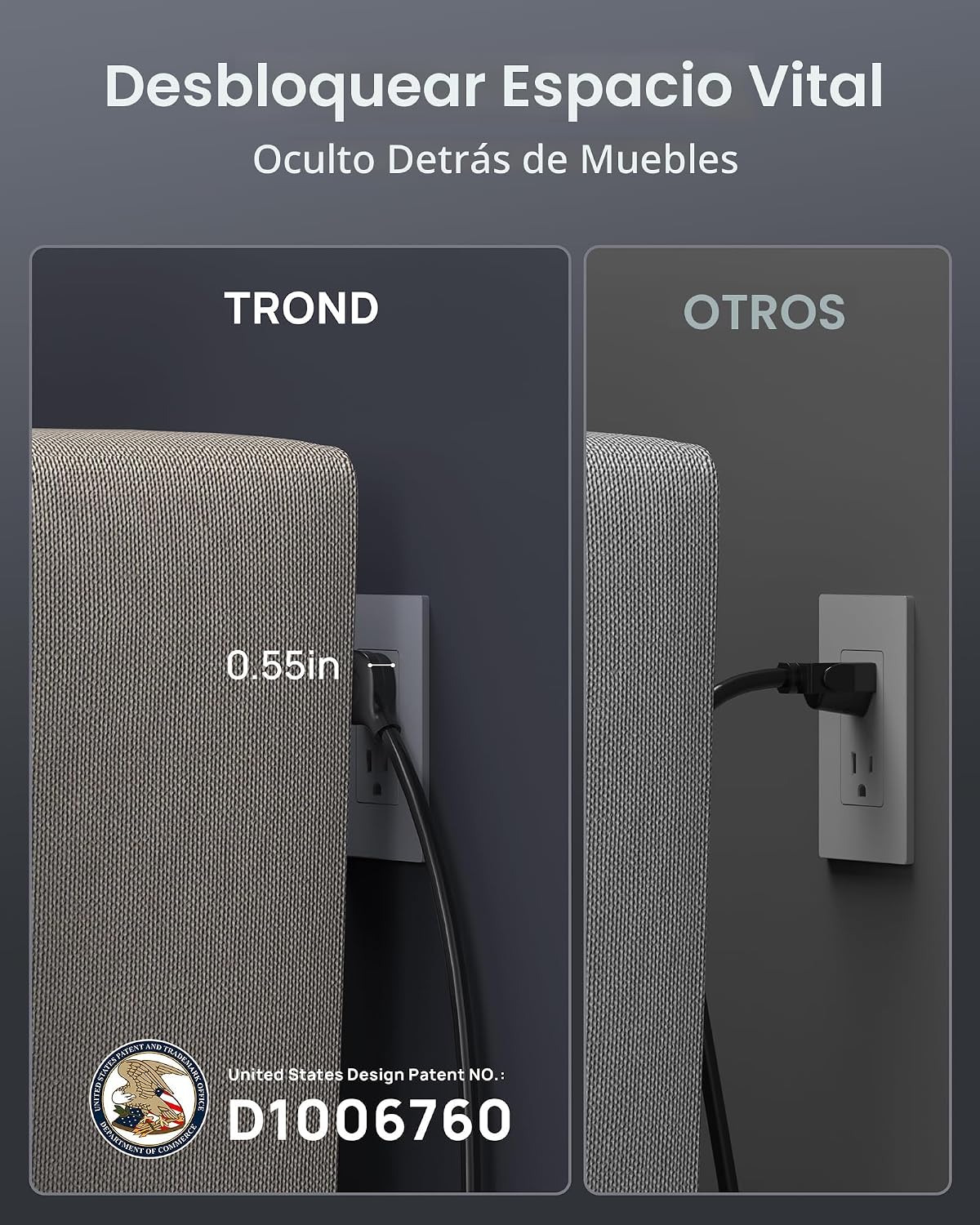 REGLETA CON PROTECTOR DE SOBRETENSIÓN TROND PRIME V 13 TOMAS 4 USB 1.5 M NEGRA - 5