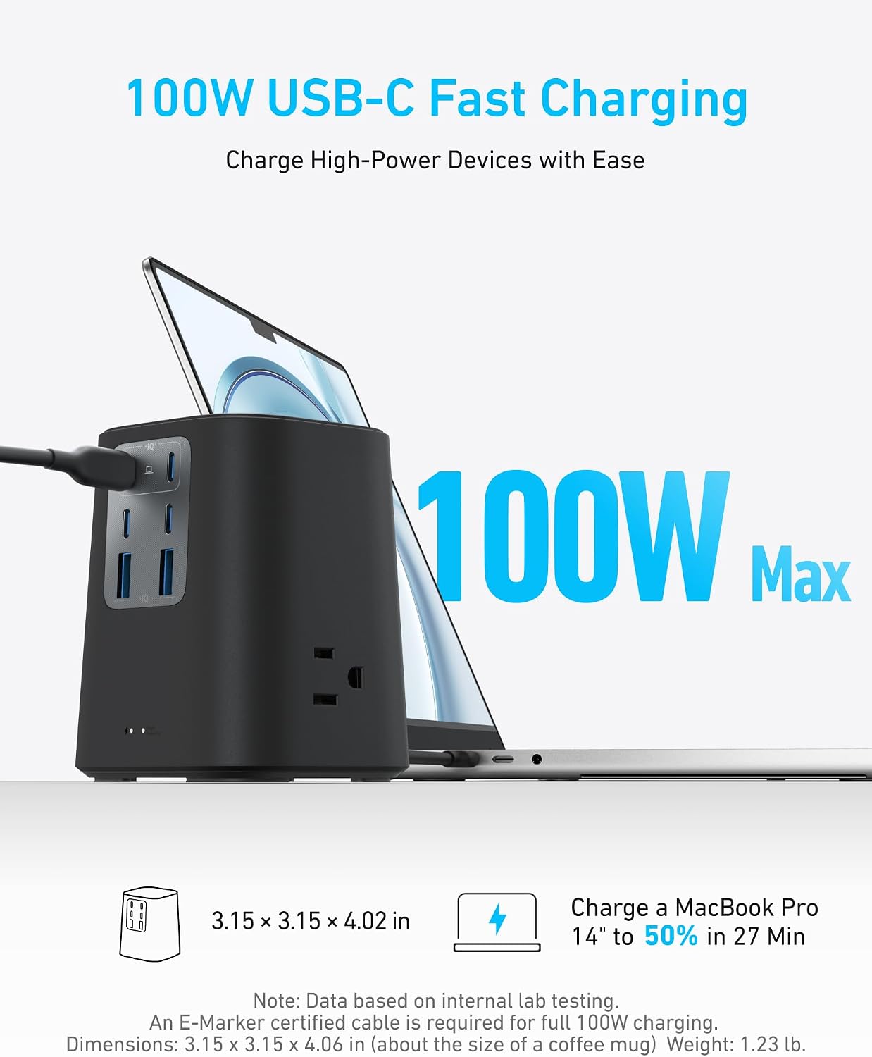REGLETA ANKER DESKTOP CHARGER 9 EN 1 CON PROTECTOR DE SOBRETENSIÓN 300J 100W - 3