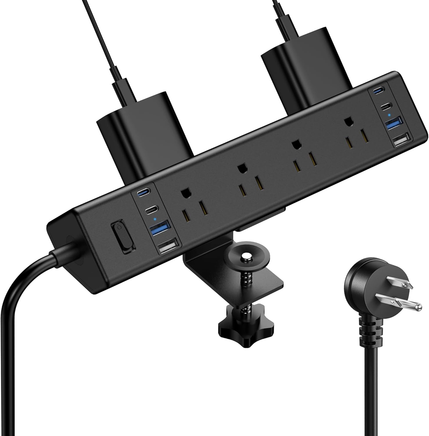 REGLETA CON ABRAZADERA JGSTKCITY 8 TOMAS 8 USB 40W CARGA RÁPIDA 6FT NEGRA - 1