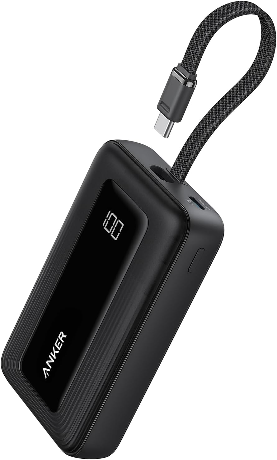 BATERÍA EXTERNA ANKER POWER BANK 10000MAH 30W CON CABLE USB-C INTEGRADO - 1