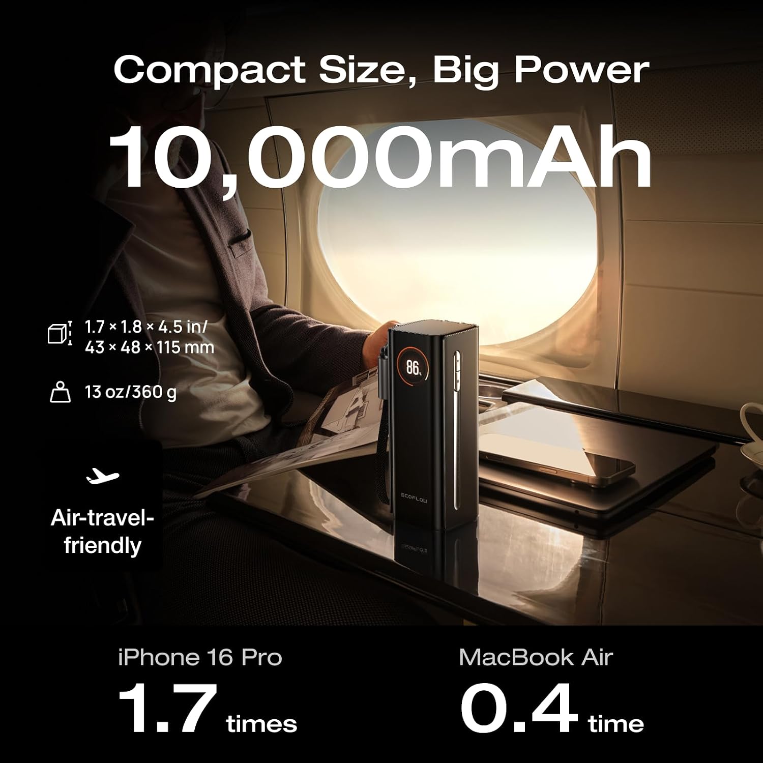 BATERÍA EXTERNA ECOFLOW RAPID PRO 10,000MAH 67W CON CARGADOR 3 EN 1 Y CABLE USB-C INTEGRADO - 4