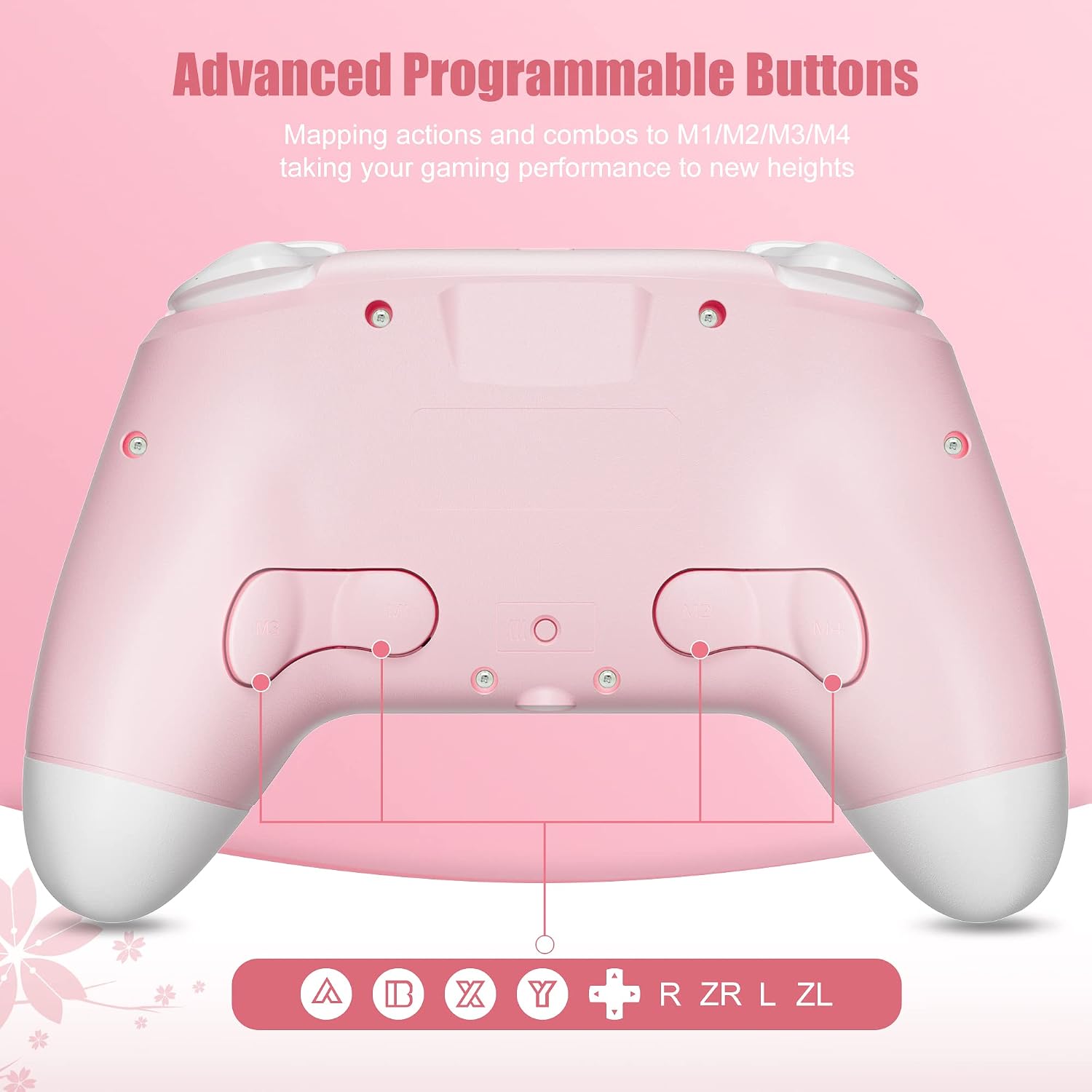 MANDO INALÁMBRICO MYTRIX PARA WINDOWS PC IOS ANDROID STEAM DECK BLUETOOTH PROGRAMABLE TURBO Y VIBRACIÓN ROSA - 2