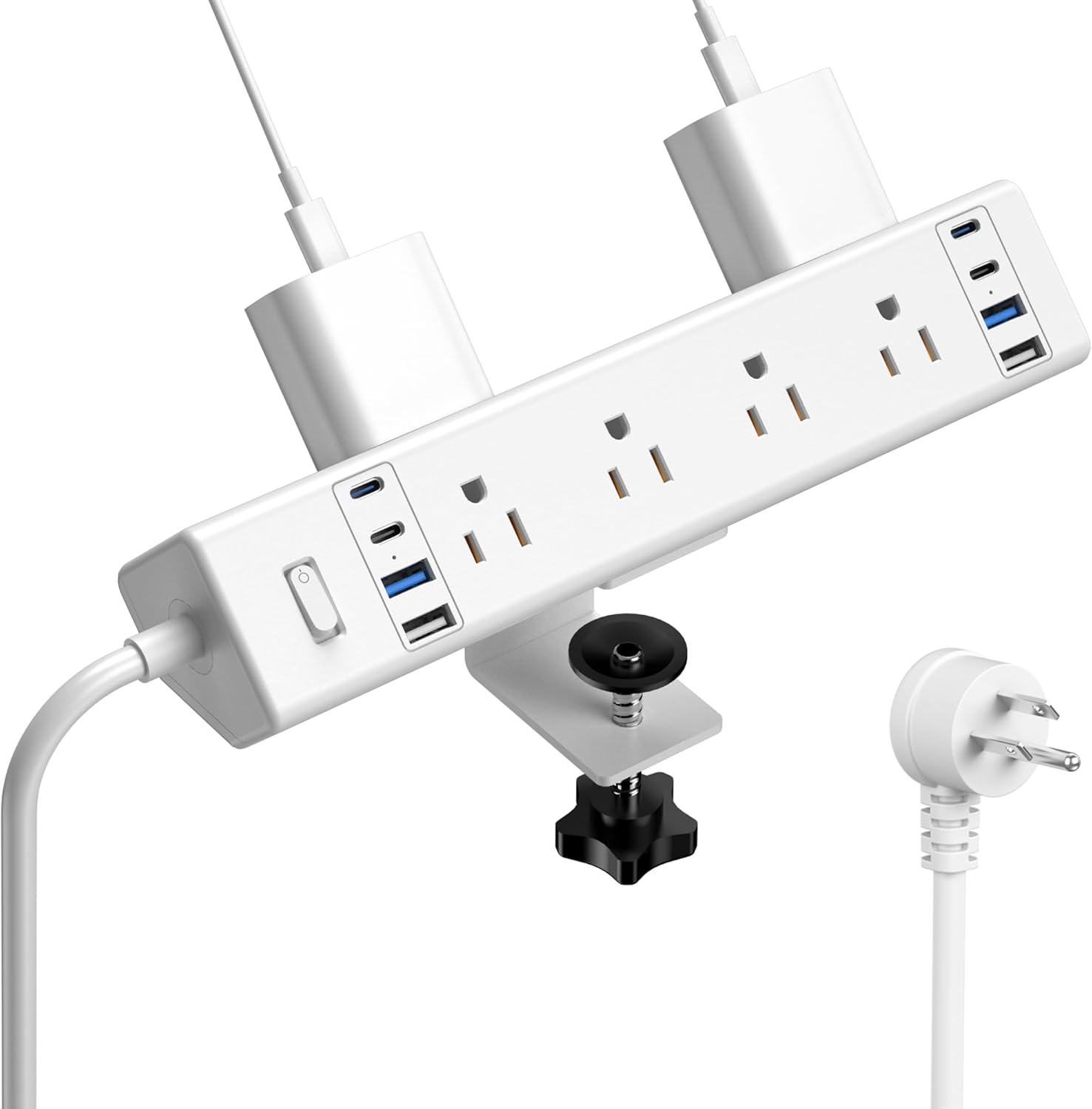 REGLETA CON ABRAZADERA JGSTKCITY 8 TOMAS 8 USB 40W BLANCO - 1