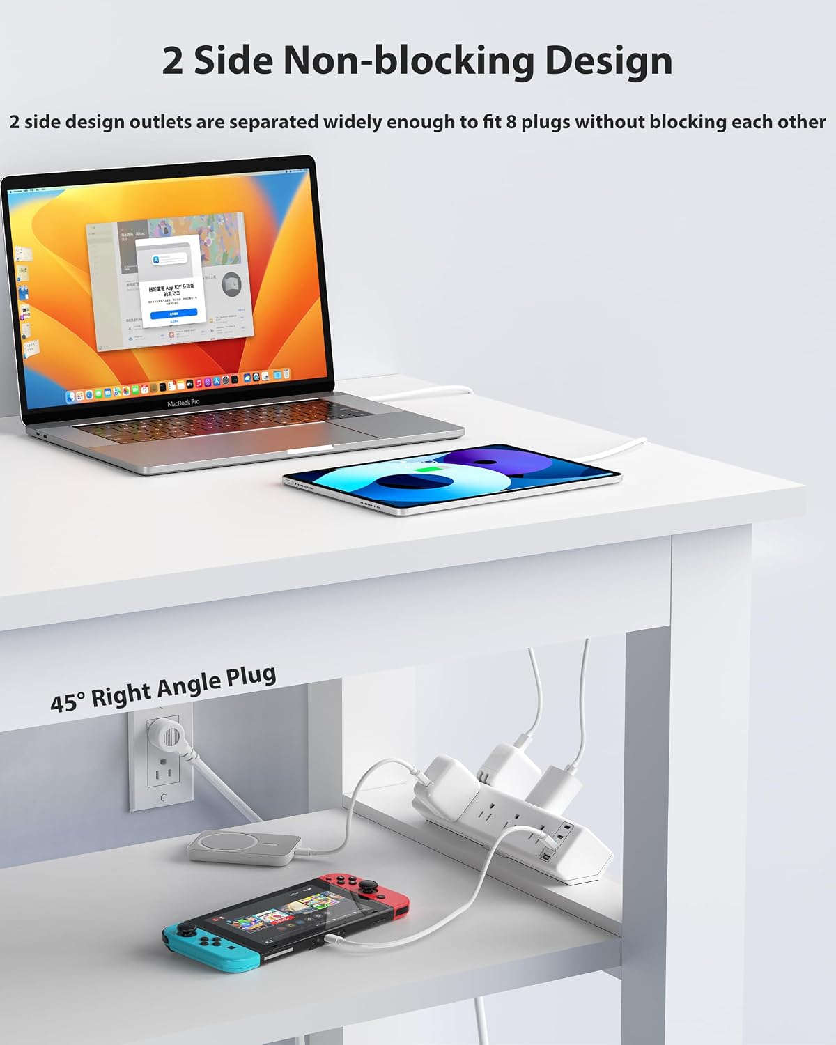 REGLETA CON ABRAZADERA JGSTKCITY 8 TOMAS 8 USB 40W BLANCO - 4