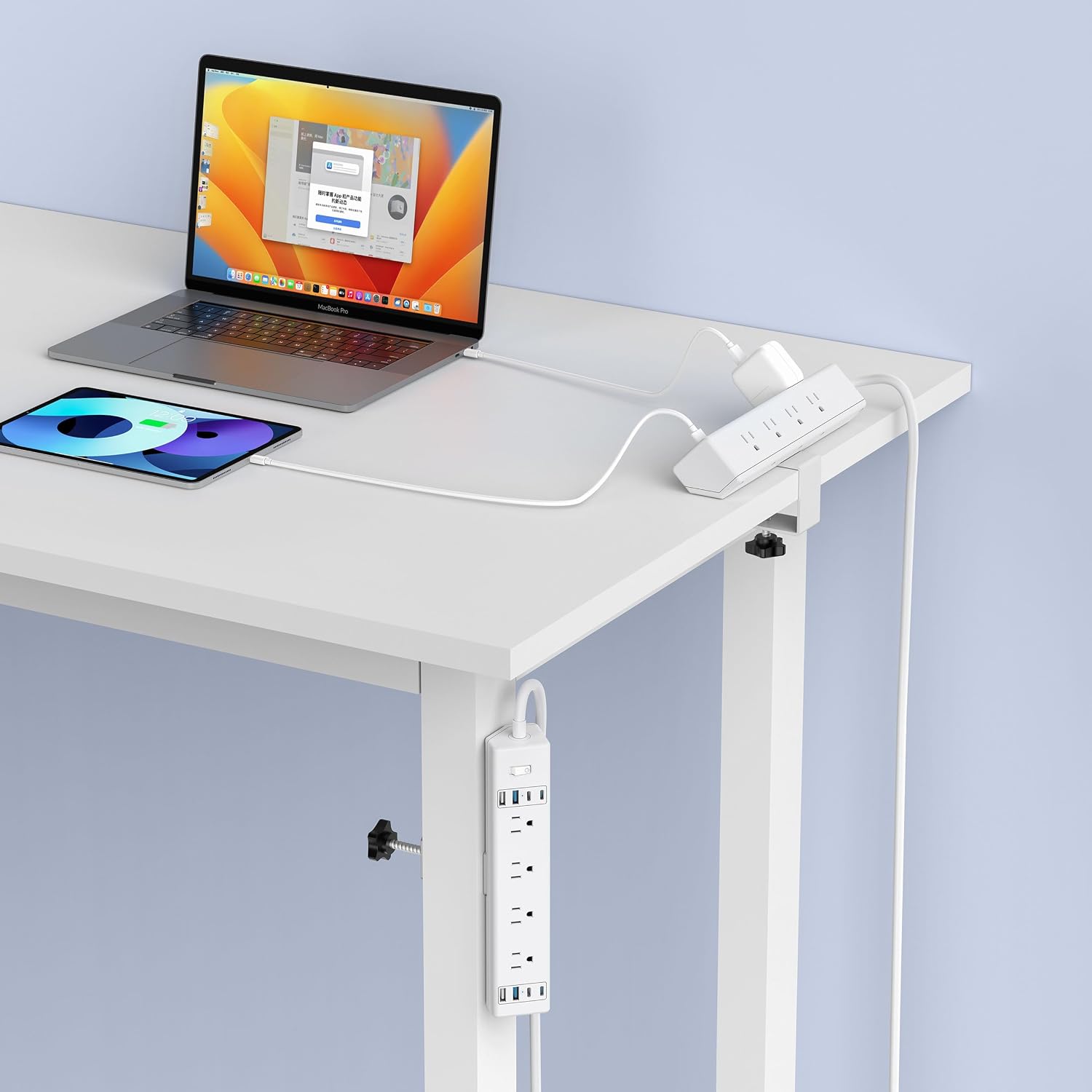 REGLETA CON ABRAZADERA JGSTKCITY 8 TOMAS 8 USB 40W BLANCO - 5