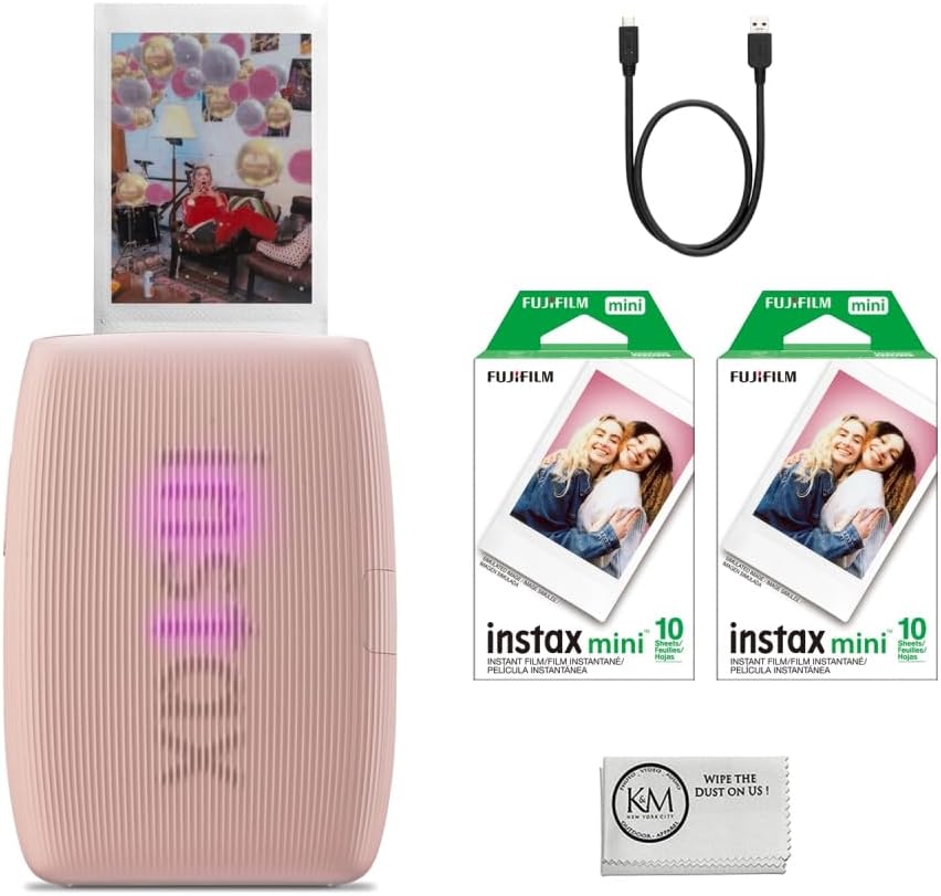 IMPRESORA FUJIFILM INSTAX MINI LINK 3 ROSA CON PELÍCULA INSTANTÁNEA Y PAÑO DE MICROFIBRA - 1