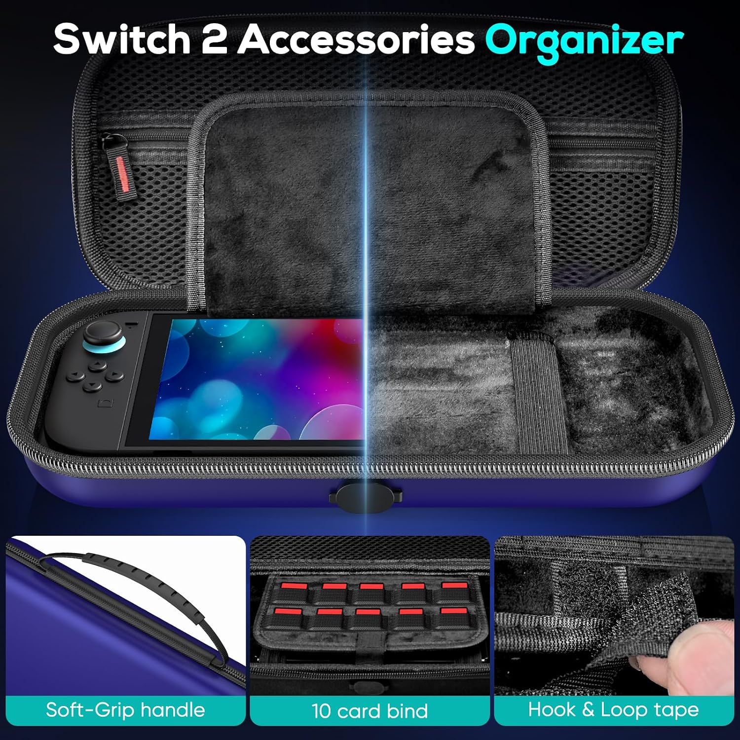 ESTUCHE AUARTE PARA CONSOLA SWITCH 2 2025 OLED AZUL - 2