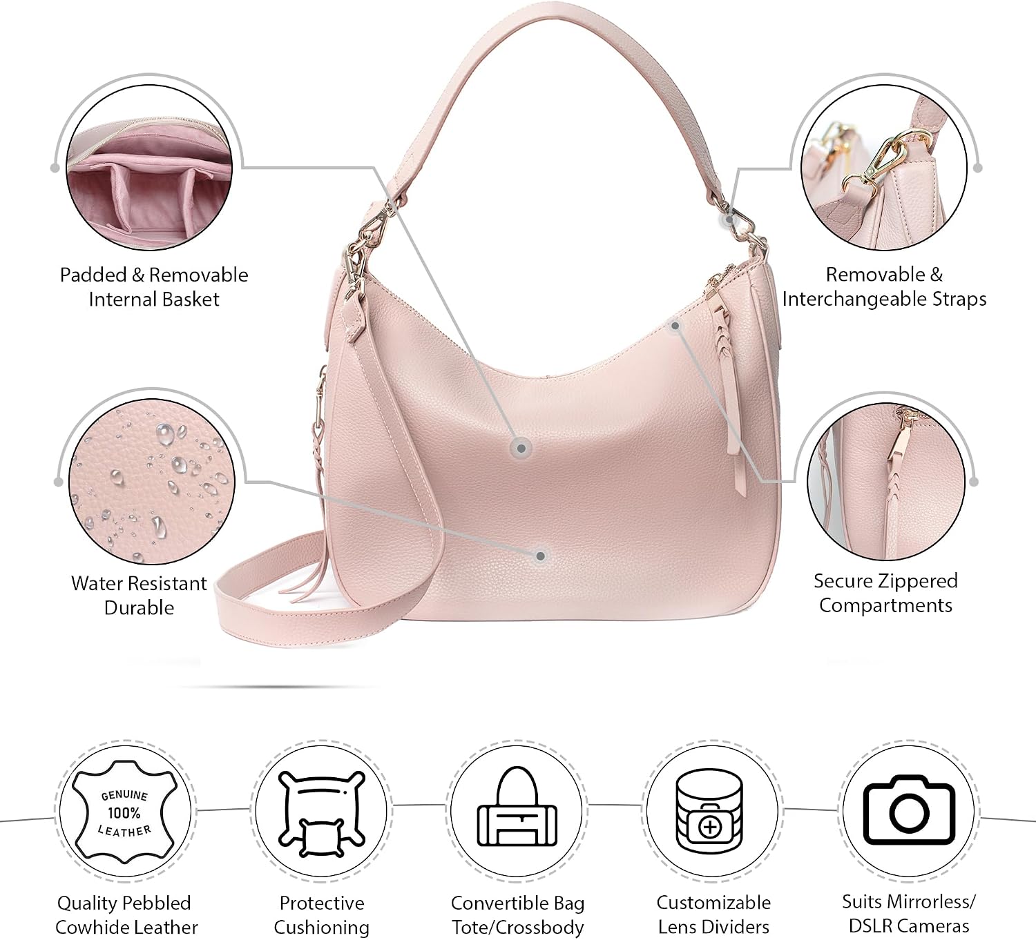 BOLSO PARA CÁMARA MELIAE MIA BLACK DE CUERO PARA MUJER - 3