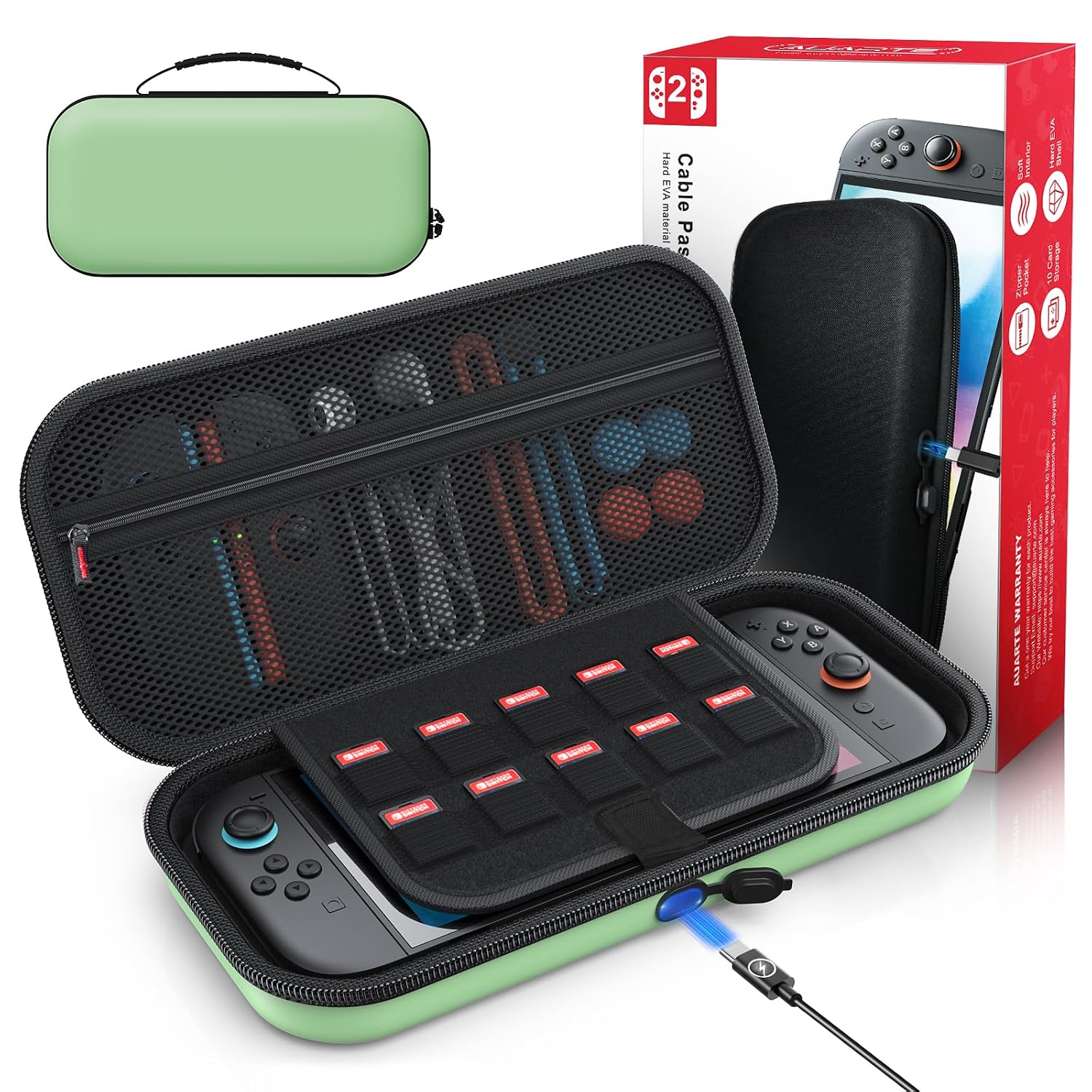 ESTUCHE AUARTE PARA CONSOLA SWITCH 2 2025 OLED VERDE - 1